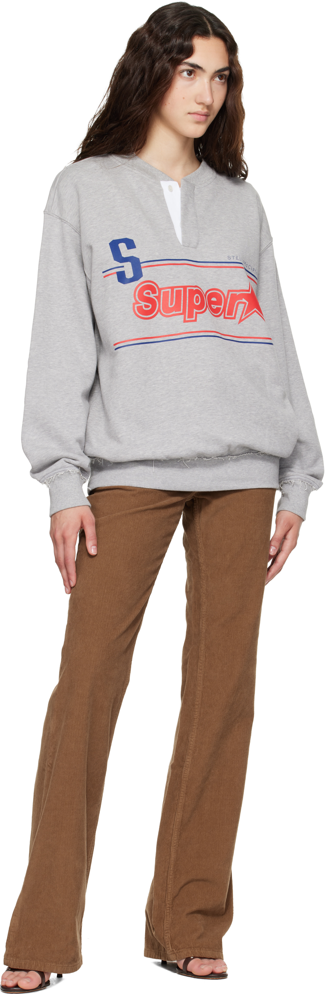 Stella McCartney - Pull molletonné 'Superstar' gris en coton