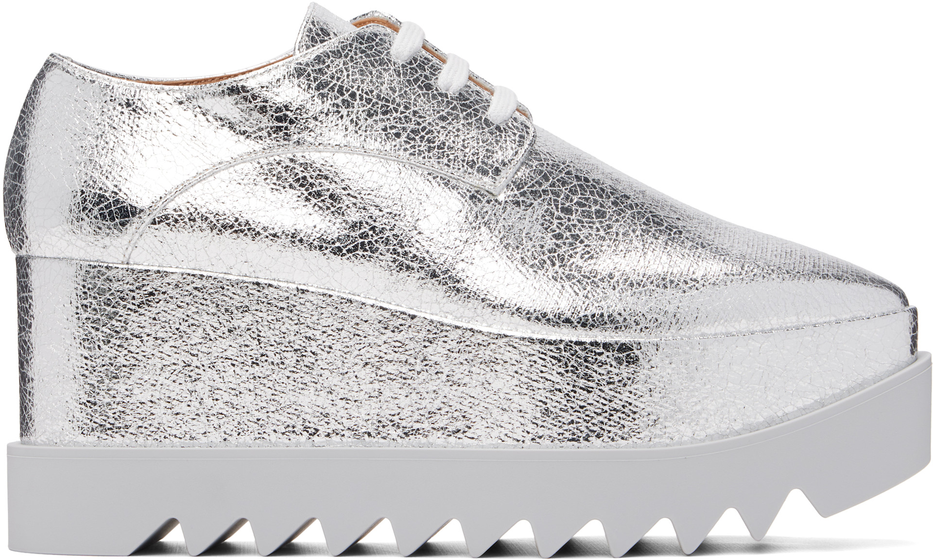 Stella McCartney - シルバー Elyse メタリック クラックル プラットフォーム ダービー