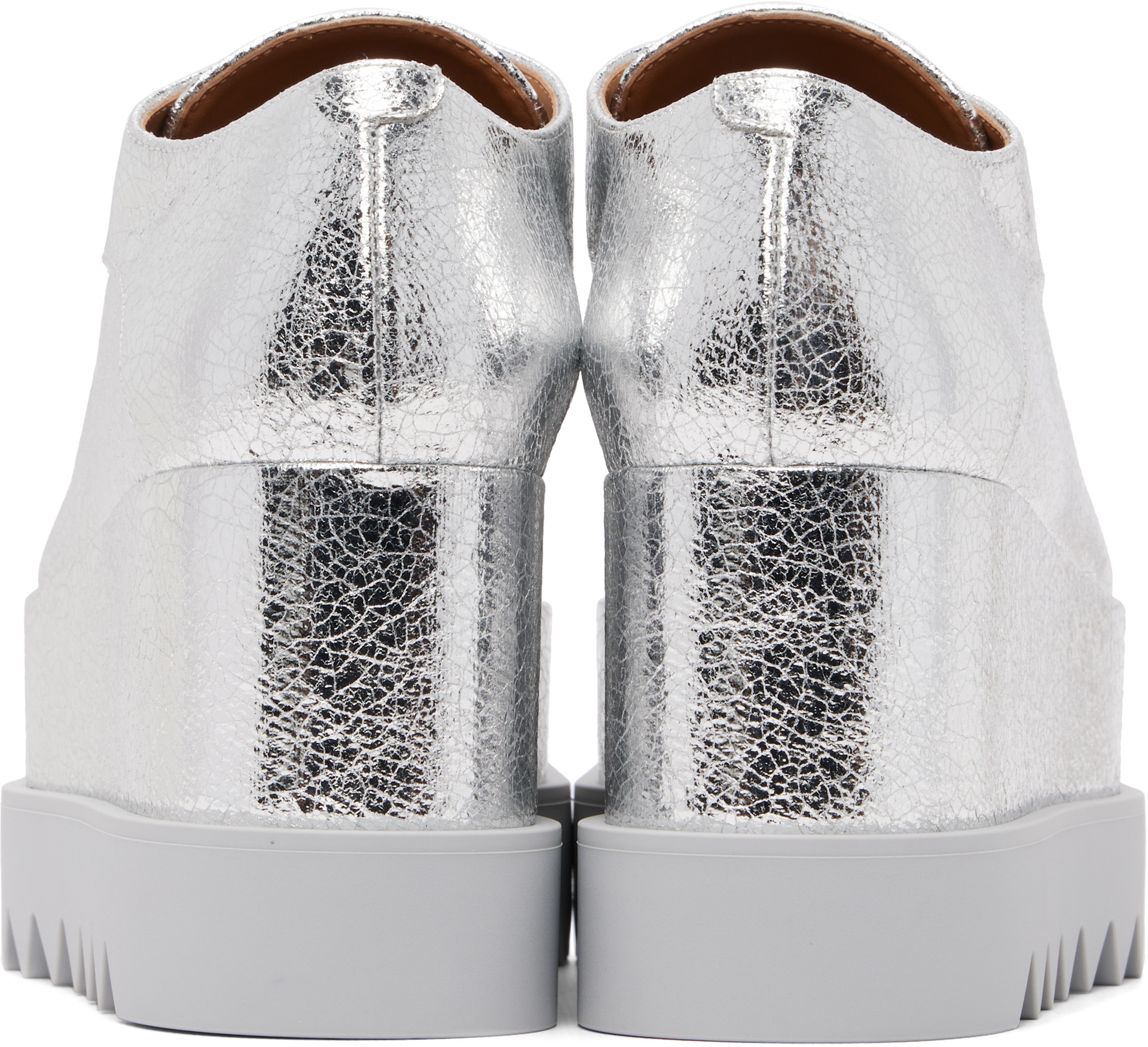 Stella McCartney - シルバー Elyse メタリック クラックル プラットフォーム ダービー