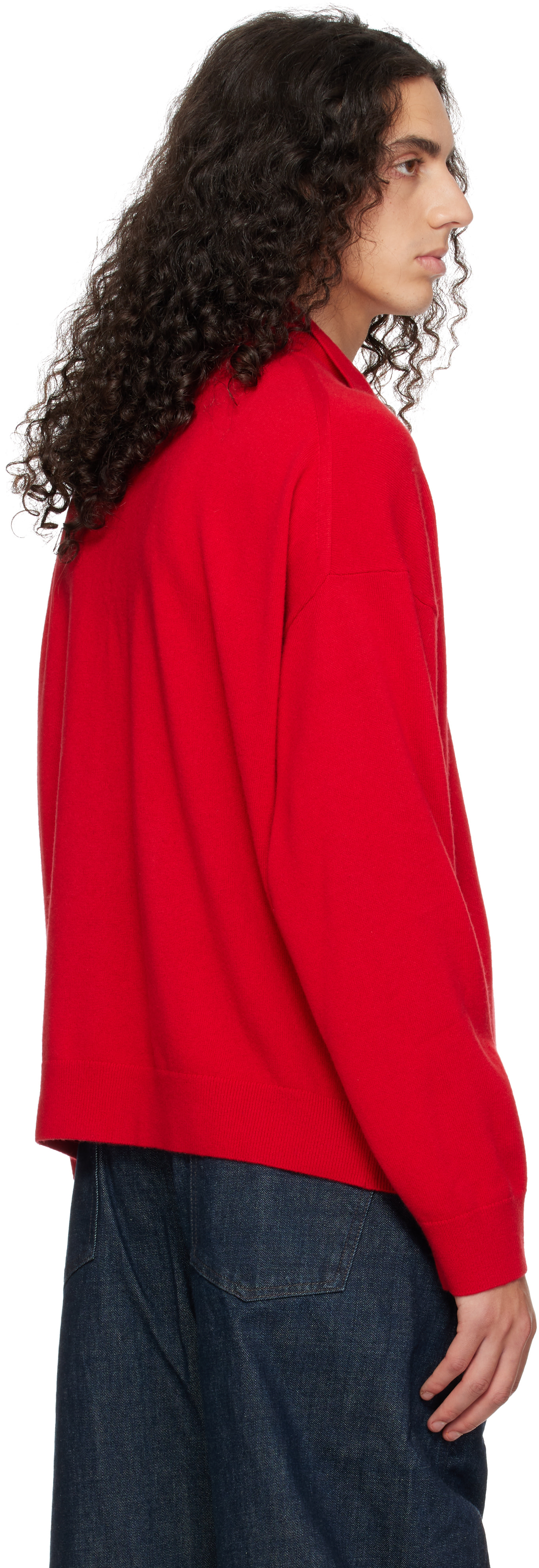 YACAIA: Red Y-0019 Half-Zip Merino & Cashmere Sweater | SSENSE Canada