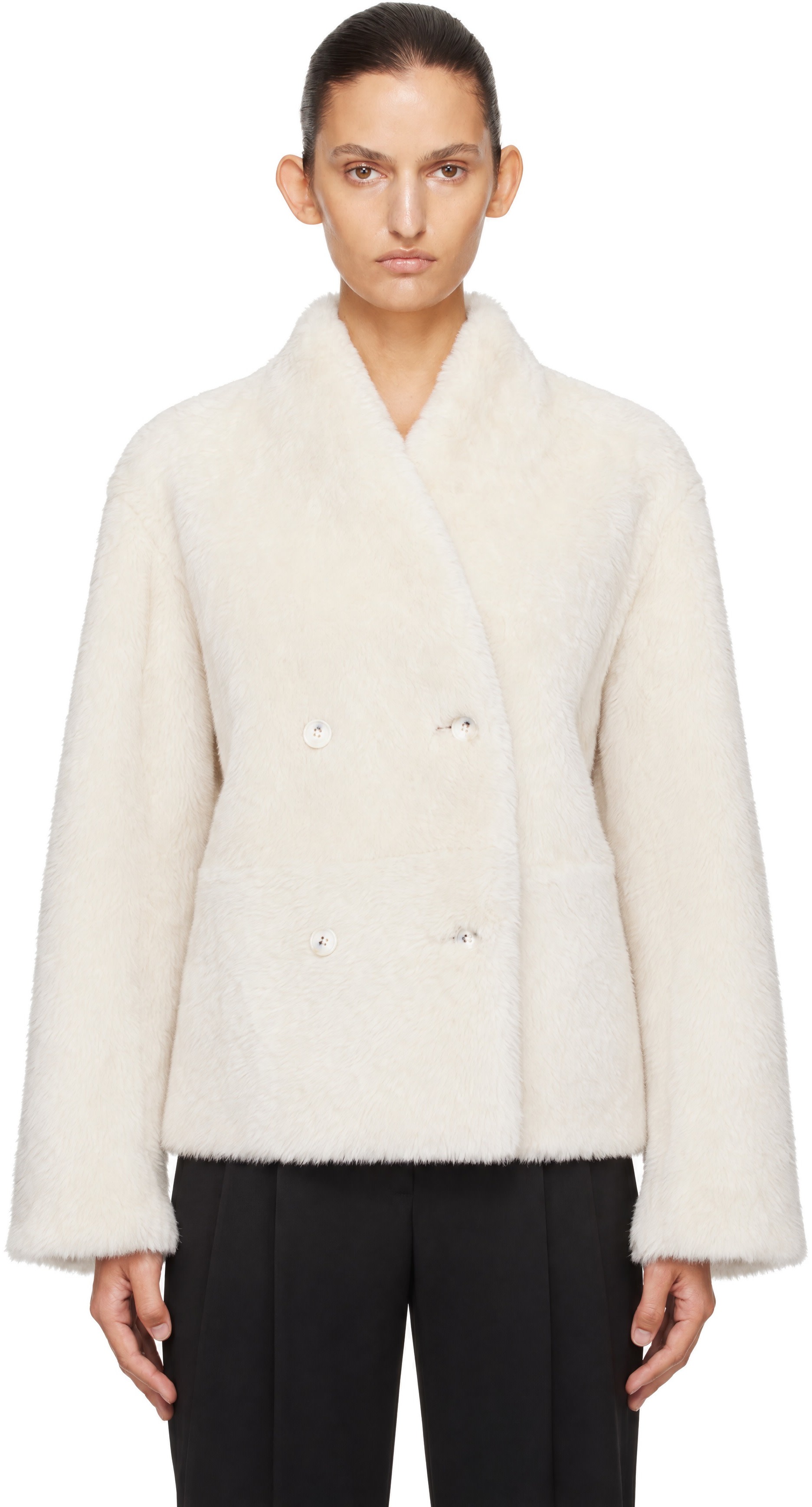 Loulou de Saison - Off-White Reversible Catherine Leather Jacket