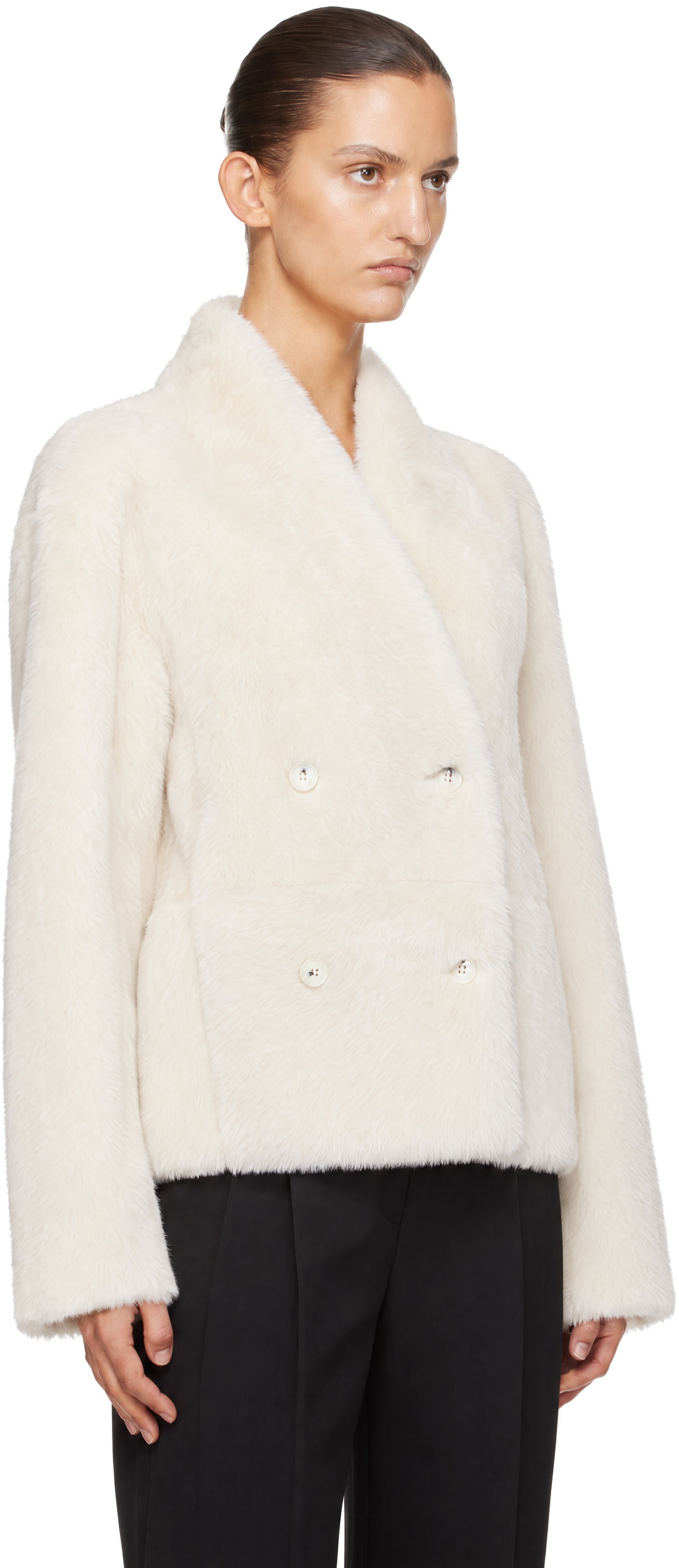 Loulou de Saison - Off-White Reversible Catherine Leather Jacket