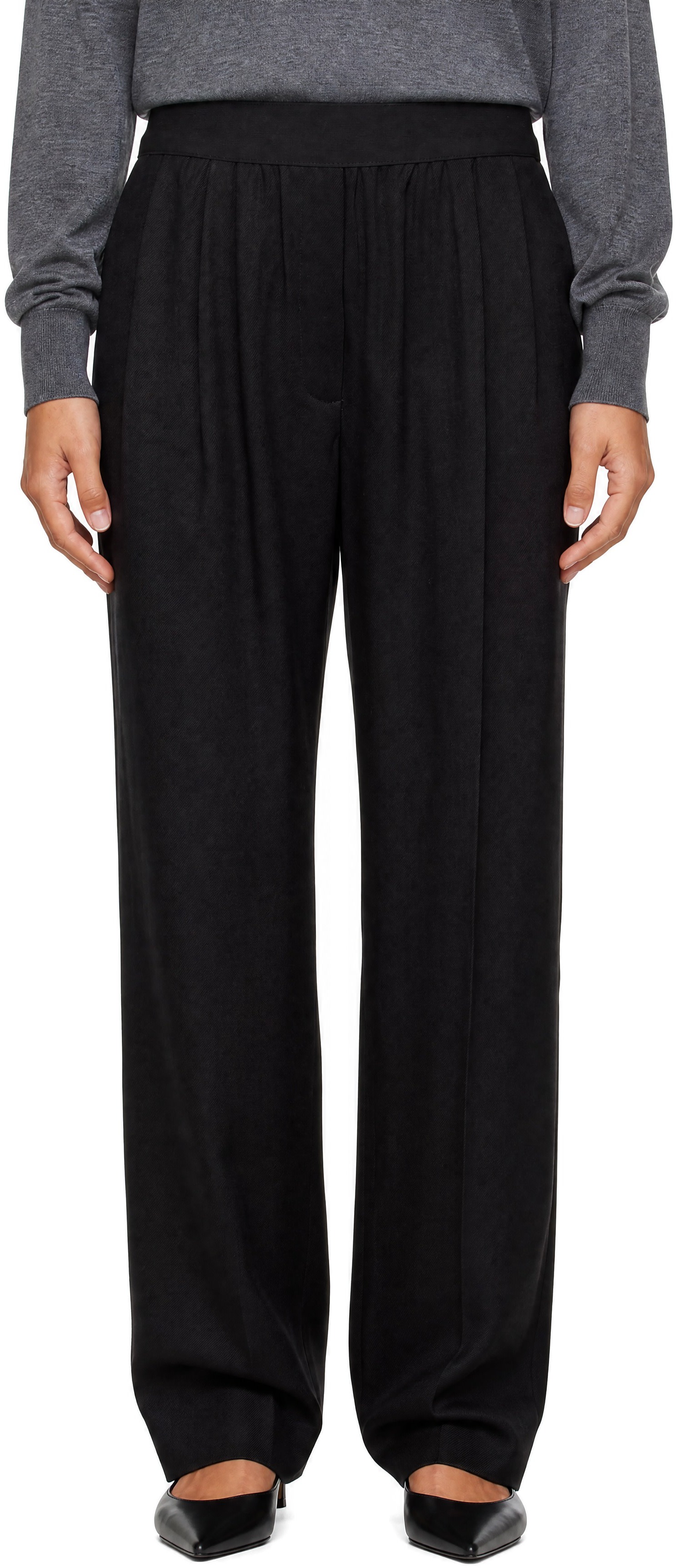 Loulou de Saison - Pantalon Dan noir à taille élastique