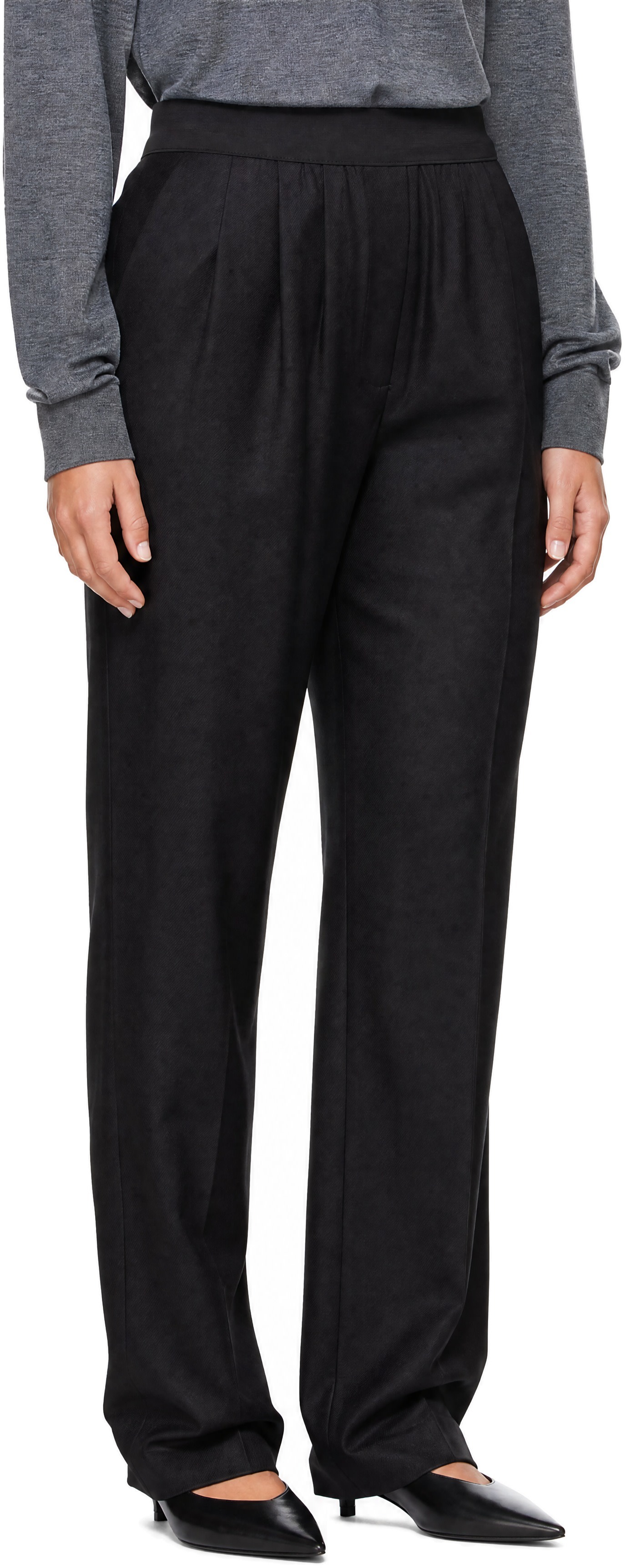 Loulou de Saison - Pantalon Dan noir à taille élastique
