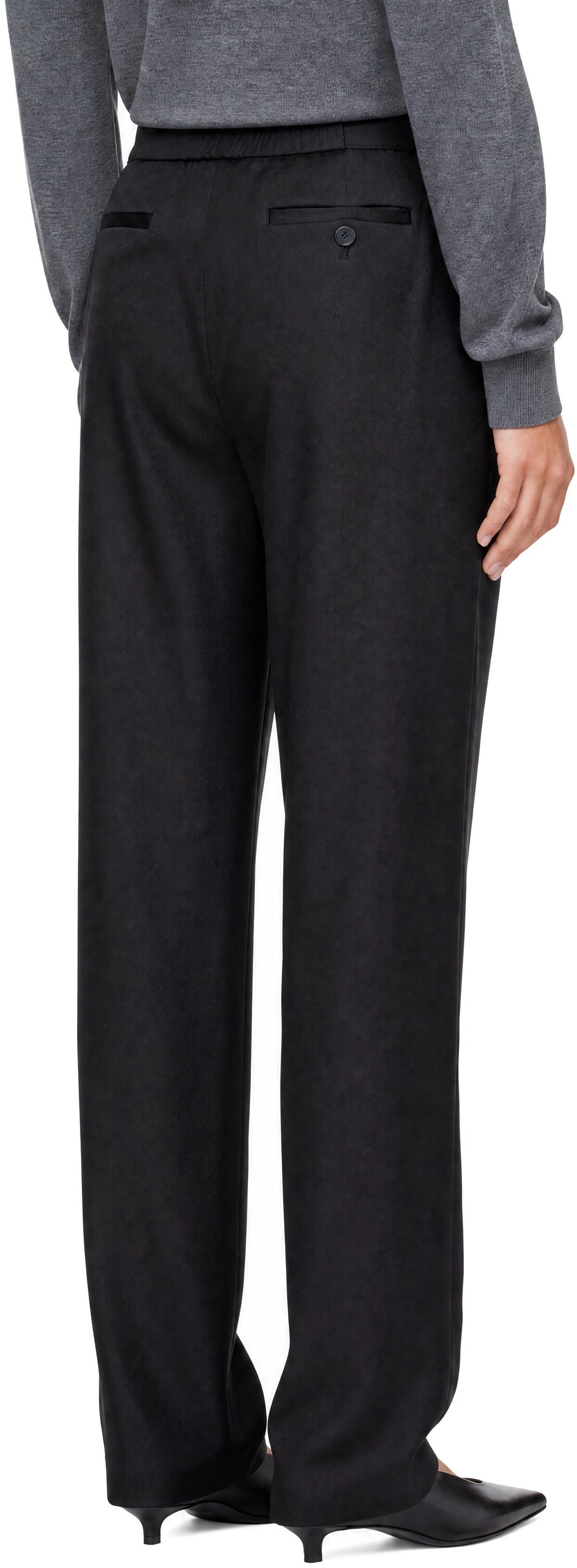 Loulou de Saison - Pantalon Dan noir à taille élastique