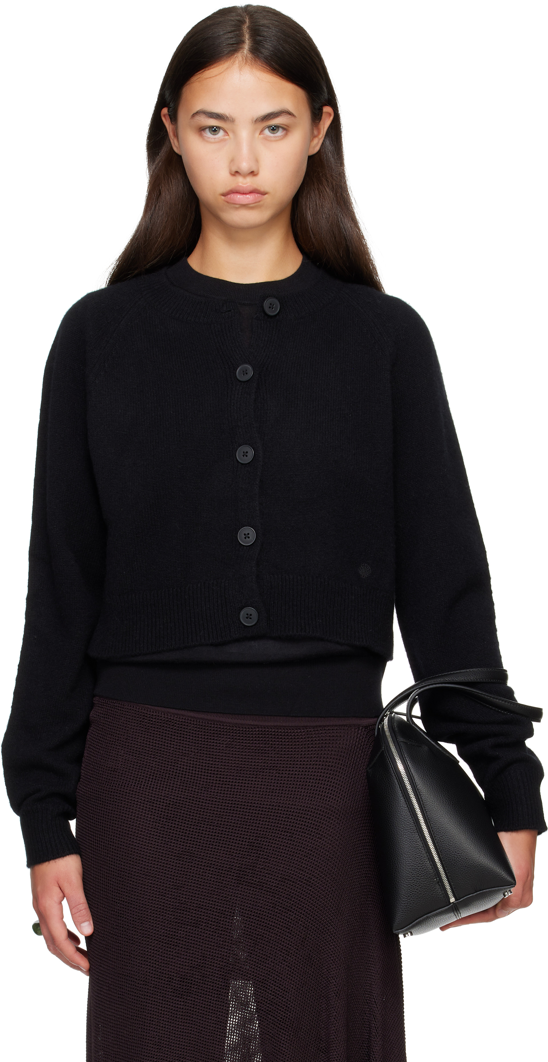 Loulou de Saison: Black HEIKE Cropped Cardigan | SSENSE