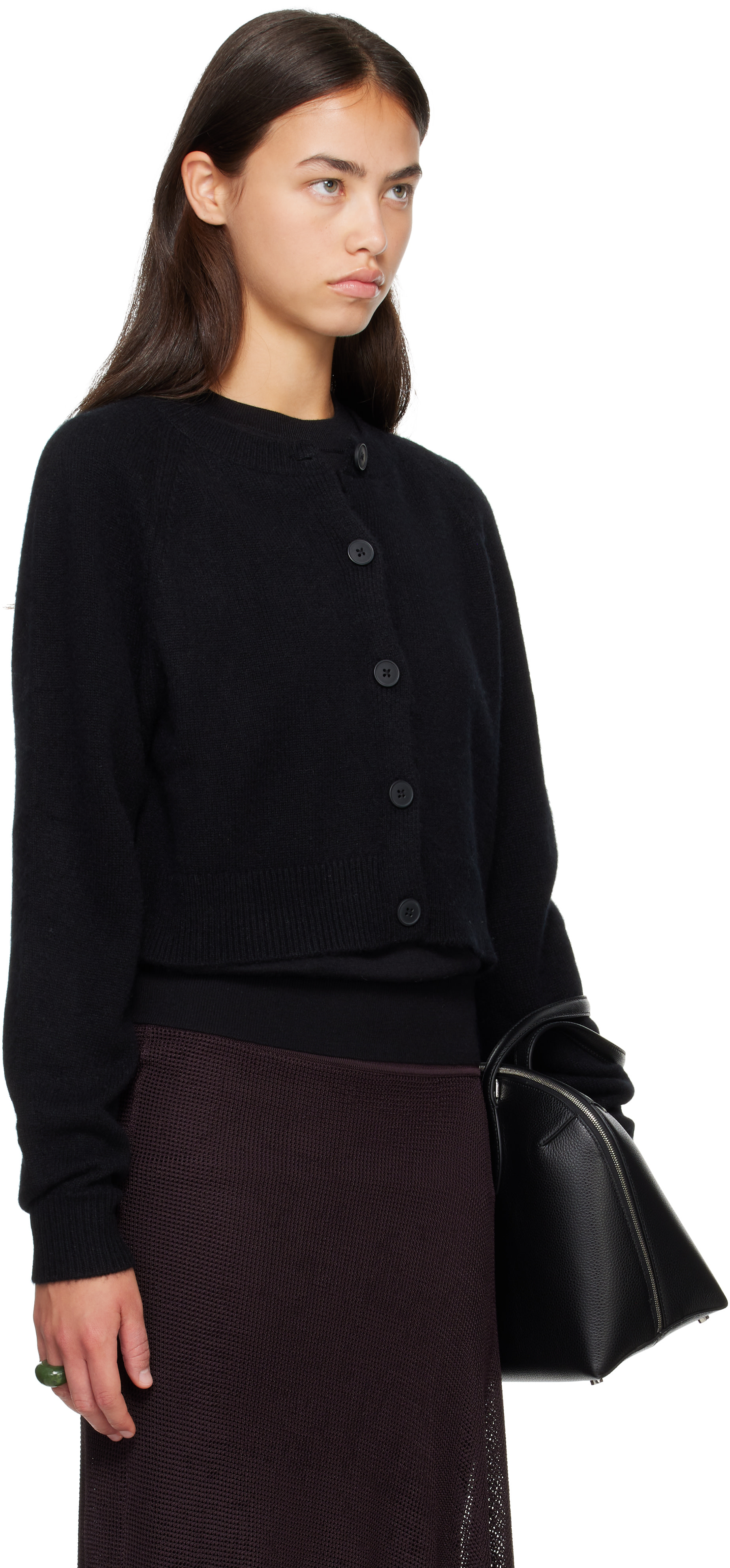 Loulou de Saison: Black HEIKE Cropped Cardigan | SSENSE