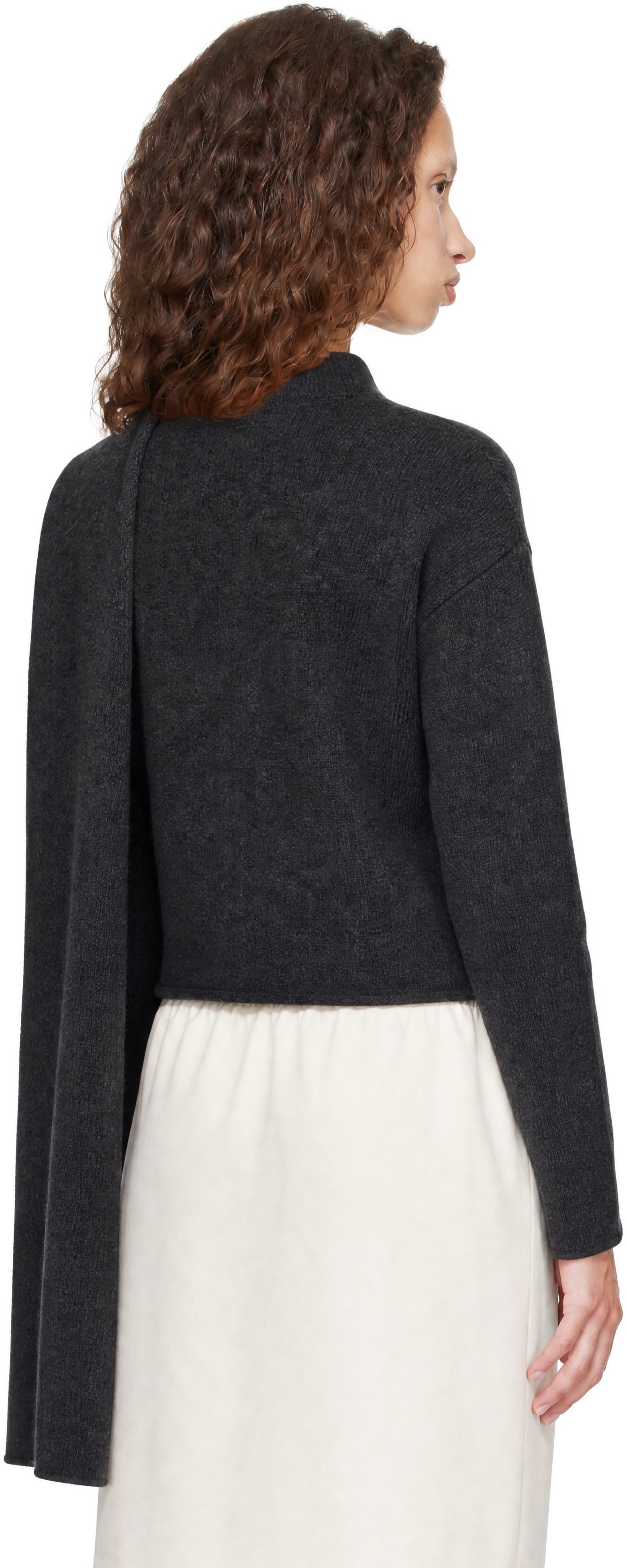 Loulou de Saison - Pull Frances gris en cachemire à écharpe intégrée