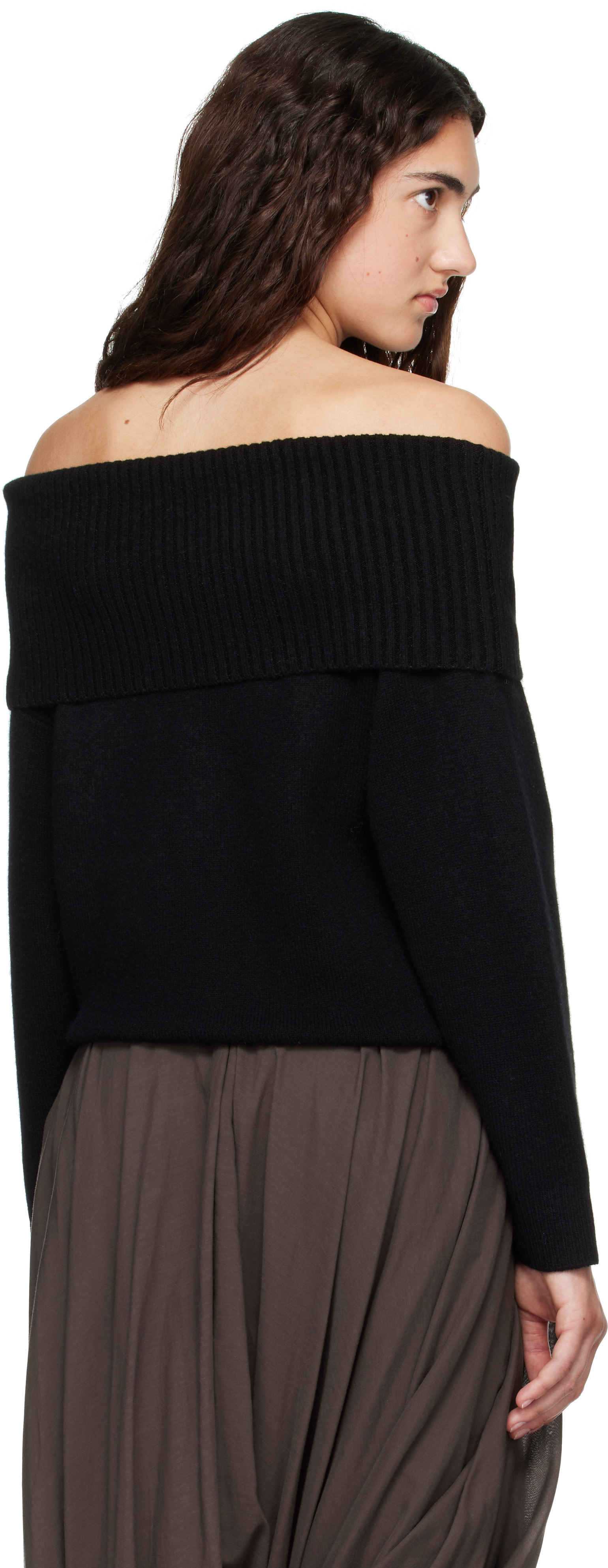 Loulou de Saison - Pull SIBYL noir à épaule dénudée