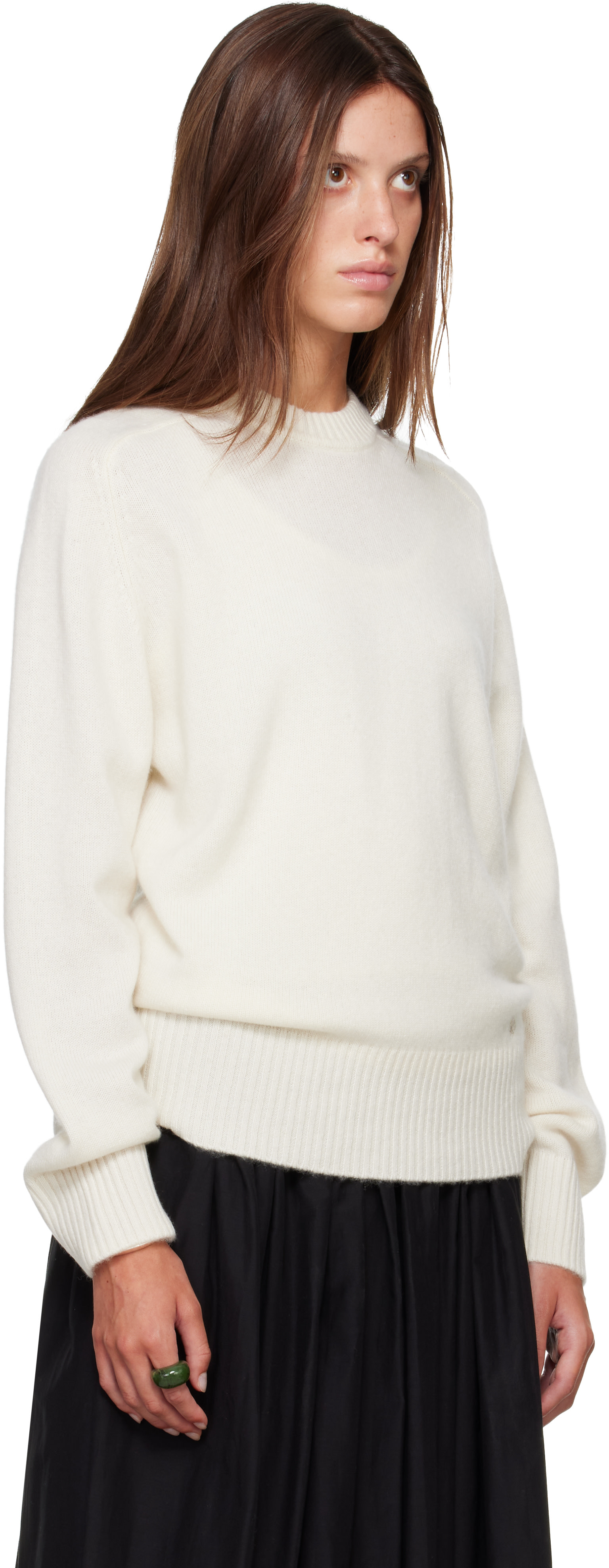 Loulou de Saison - Pull BALTRA blanc cassé en cachemire à logo