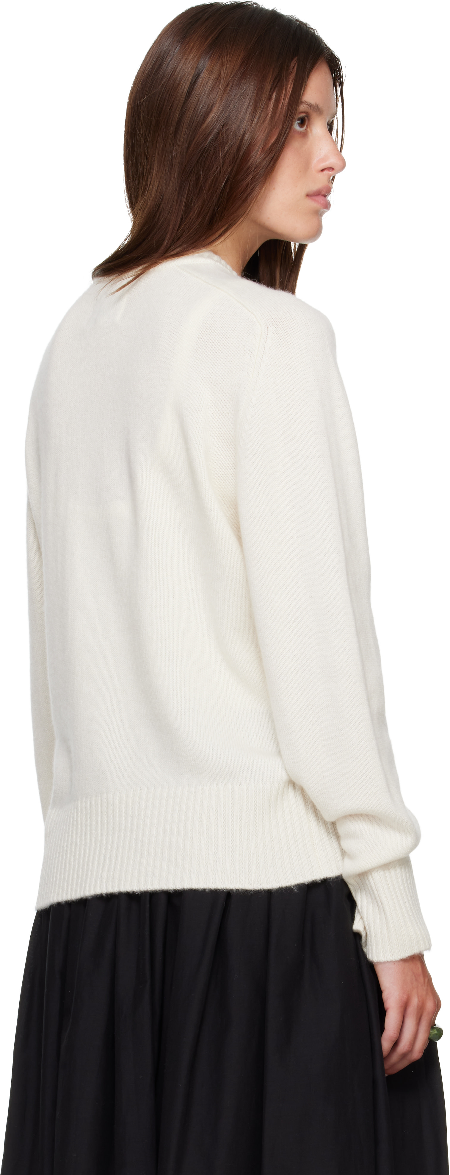 Loulou de Saison - Pull BALTRA blanc cassé en cachemire à logo