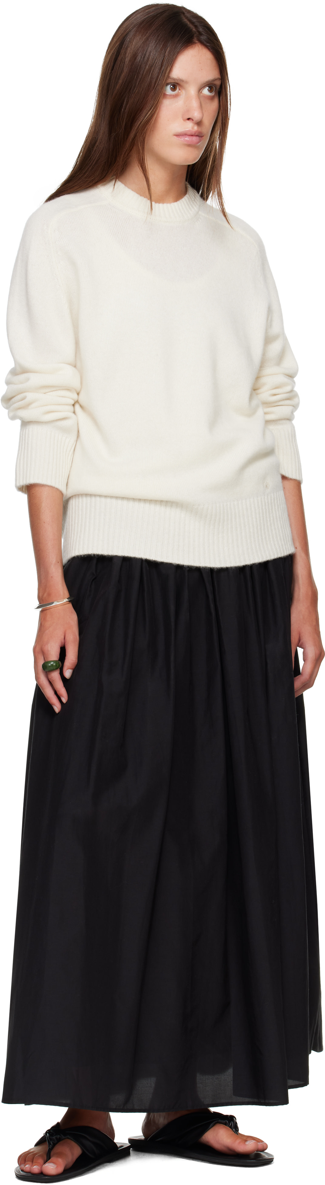 Loulou de Saison - Pull BALTRA blanc cassé en cachemire à logo