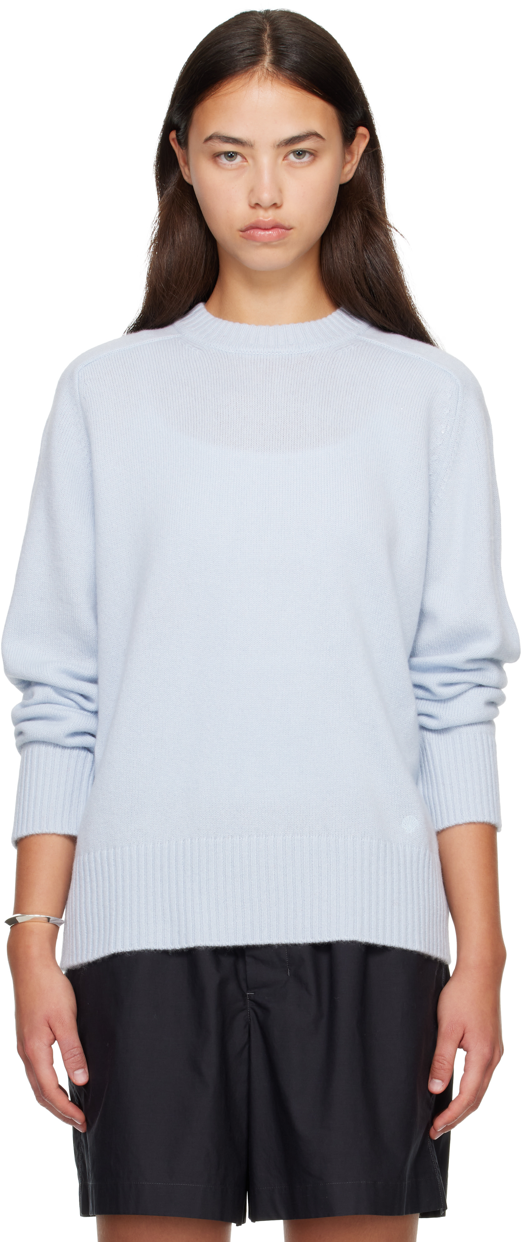 Loulou de Saison - Pull BALTRA bleu en cachemire à logo