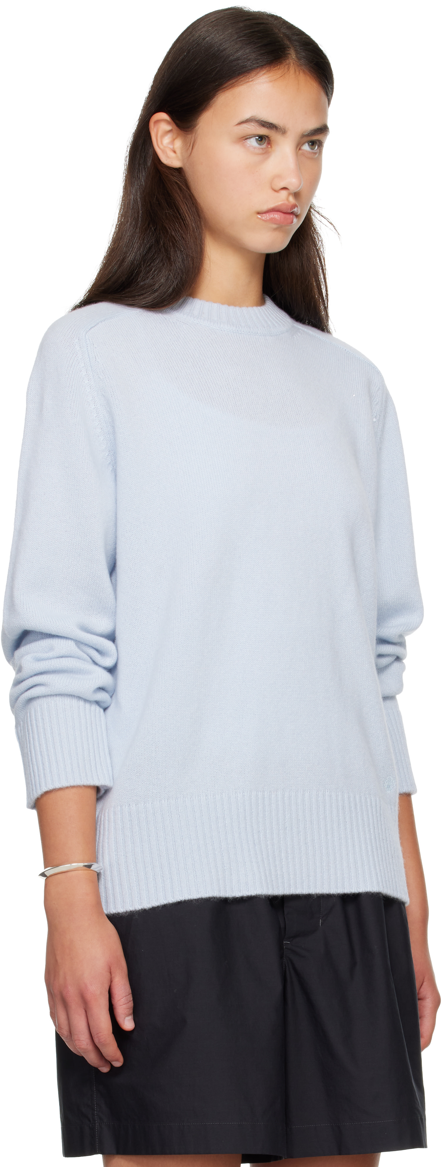 Loulou de Saison - Pull BALTRA bleu en cachemire à logo