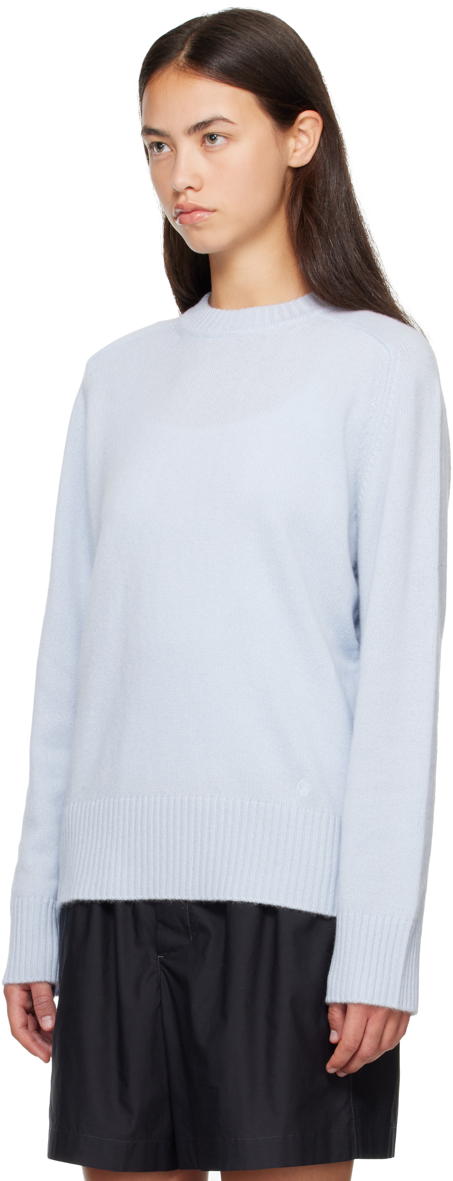Loulou de Saison - Pull BALTRA bleu en cachemire à logo