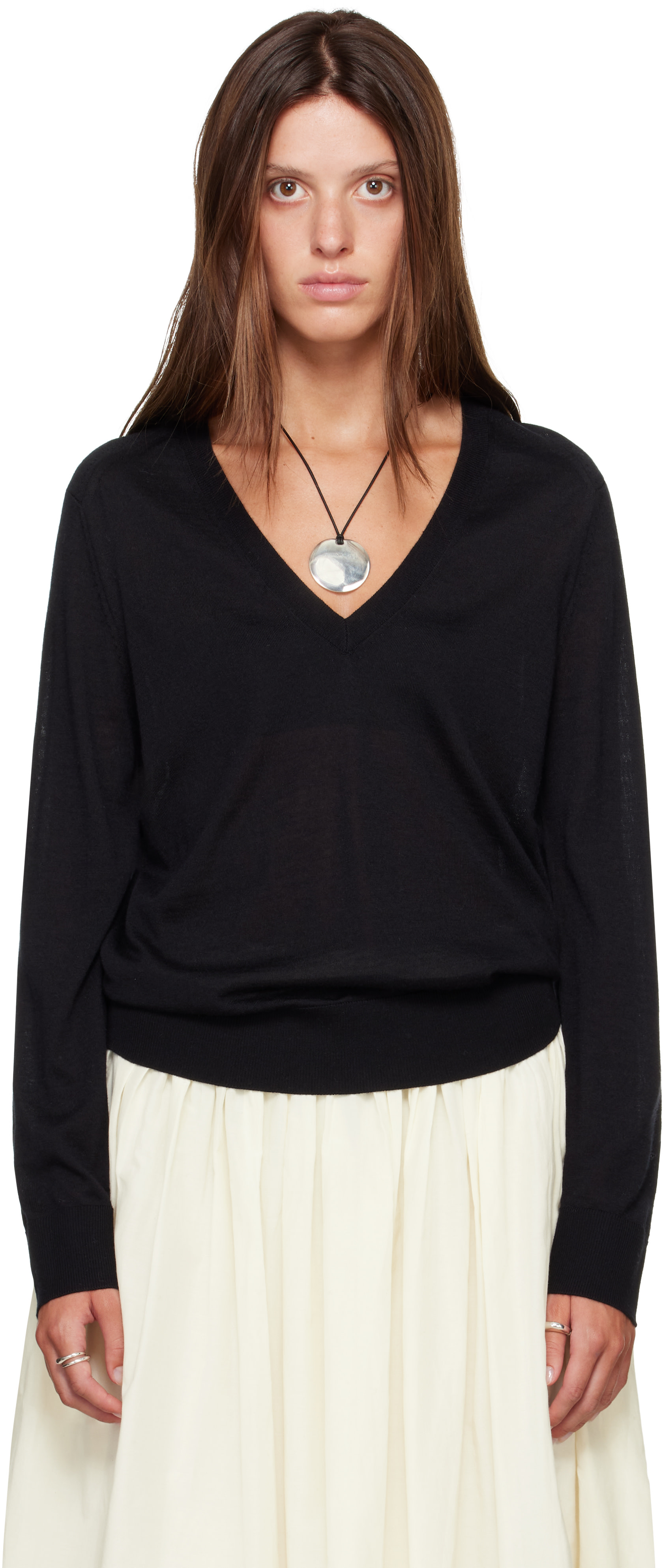 Loulou de Saison: Black JULIO LDS Fluid Cashmere Sweater | SSENSE