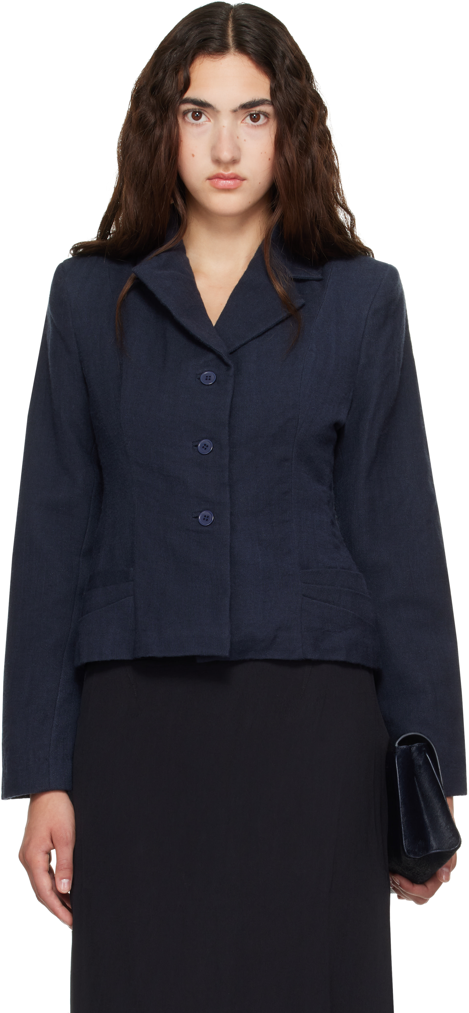 Kanika Agarwal - SSENSE 익스클루시브 네이비 울 블레이저