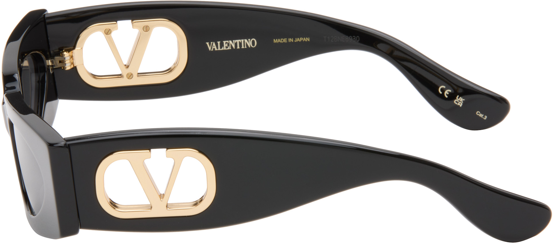 Valentino - 블랙 렉탱글 아세테이트 선글라스