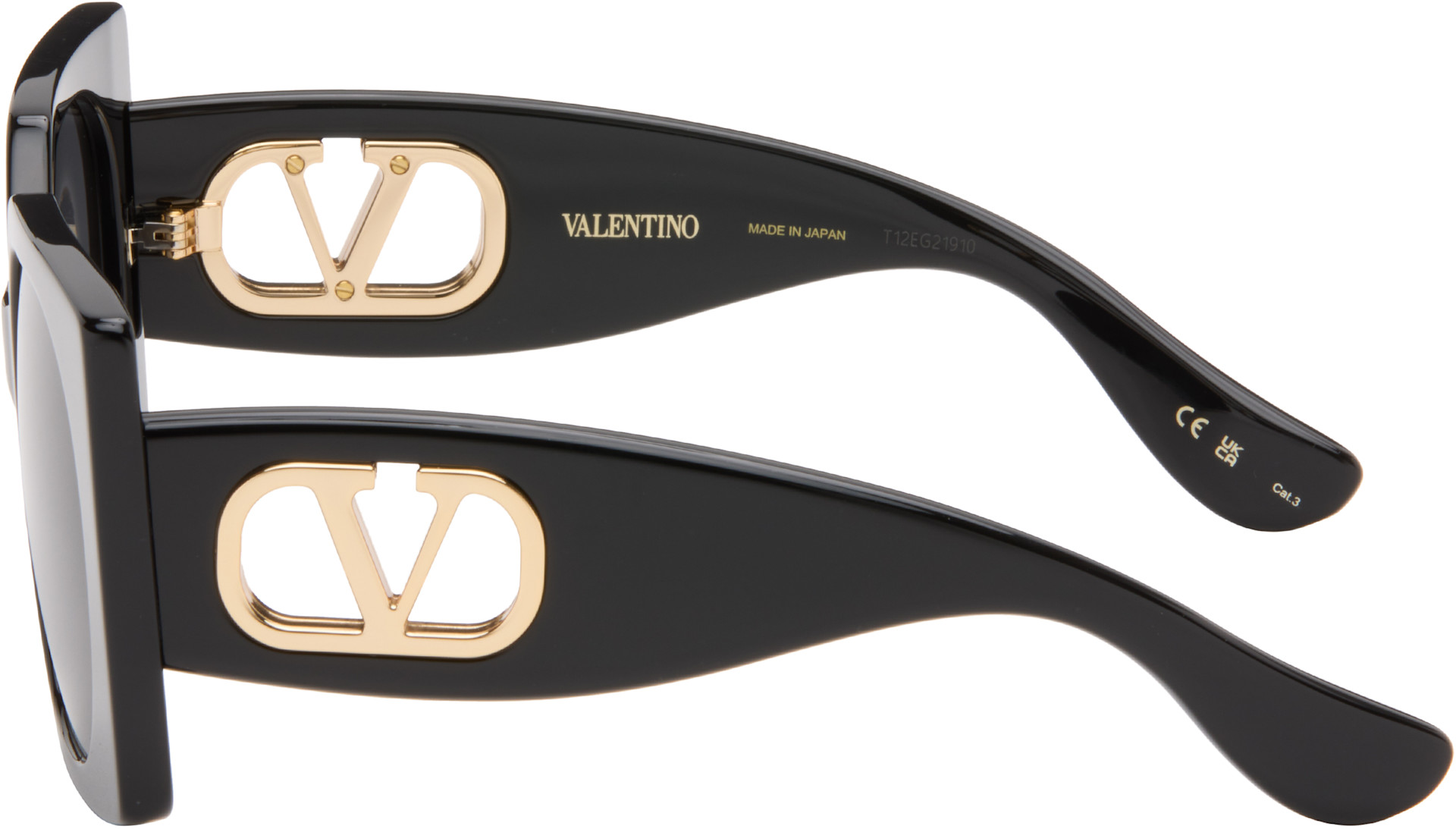Valentino - 블랙 렉탱글 아세테이트 선글라스
