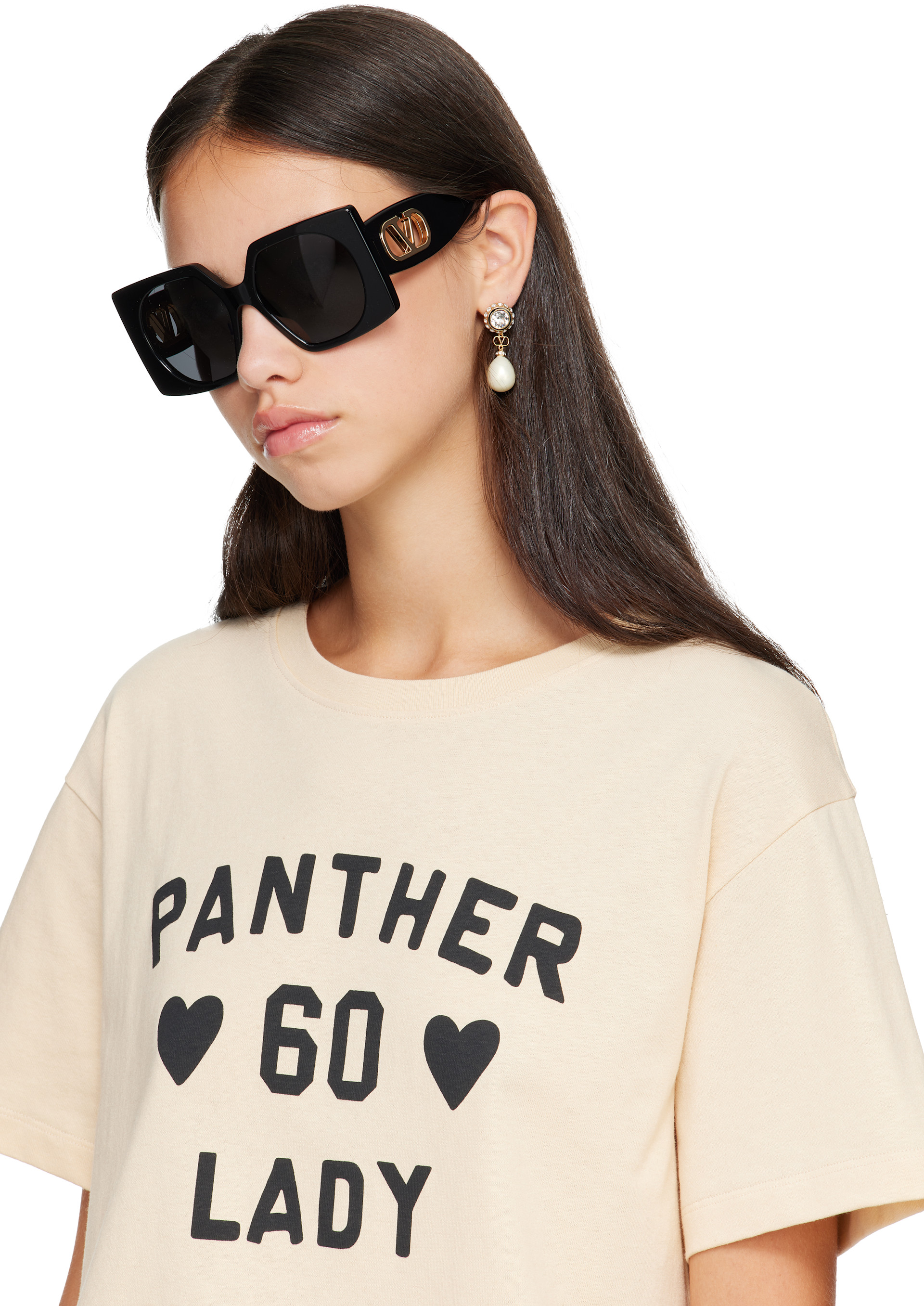 Valentino - Black Rectangular Acetate Sunglasses