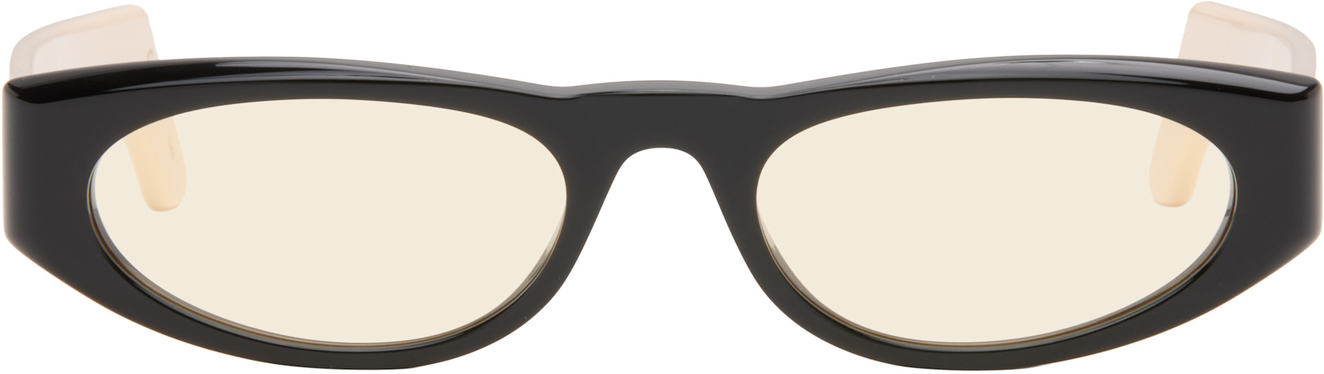 Valentino: Black & Beige Geometric Acetate Sunglasses | SSENSE display picture 3