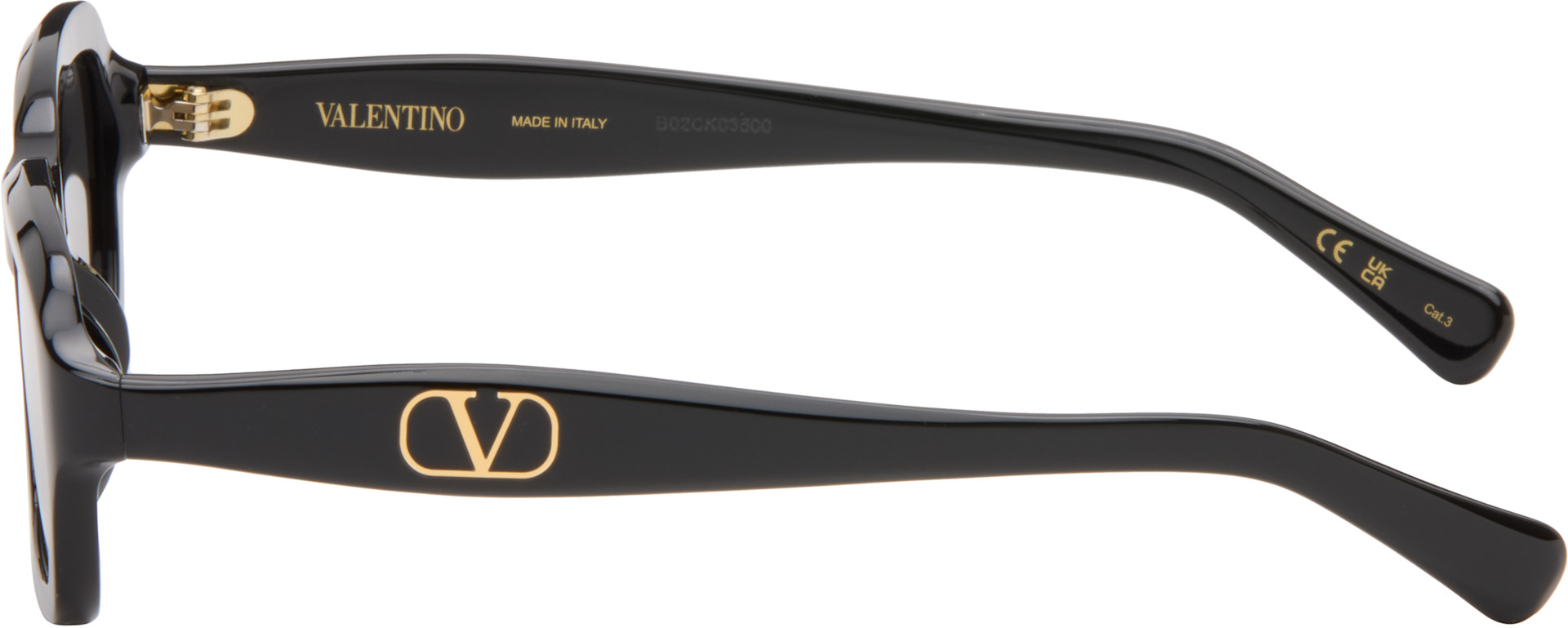 Valentino - Black Rectangular Acetate Sunglasses