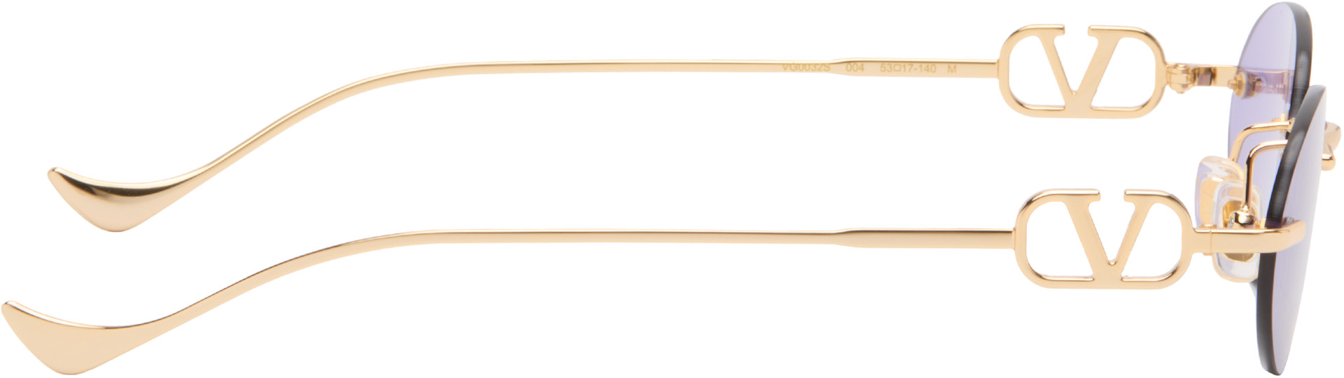 Valentino: Gold Geometric Metal Sunglasses | SSENSE
