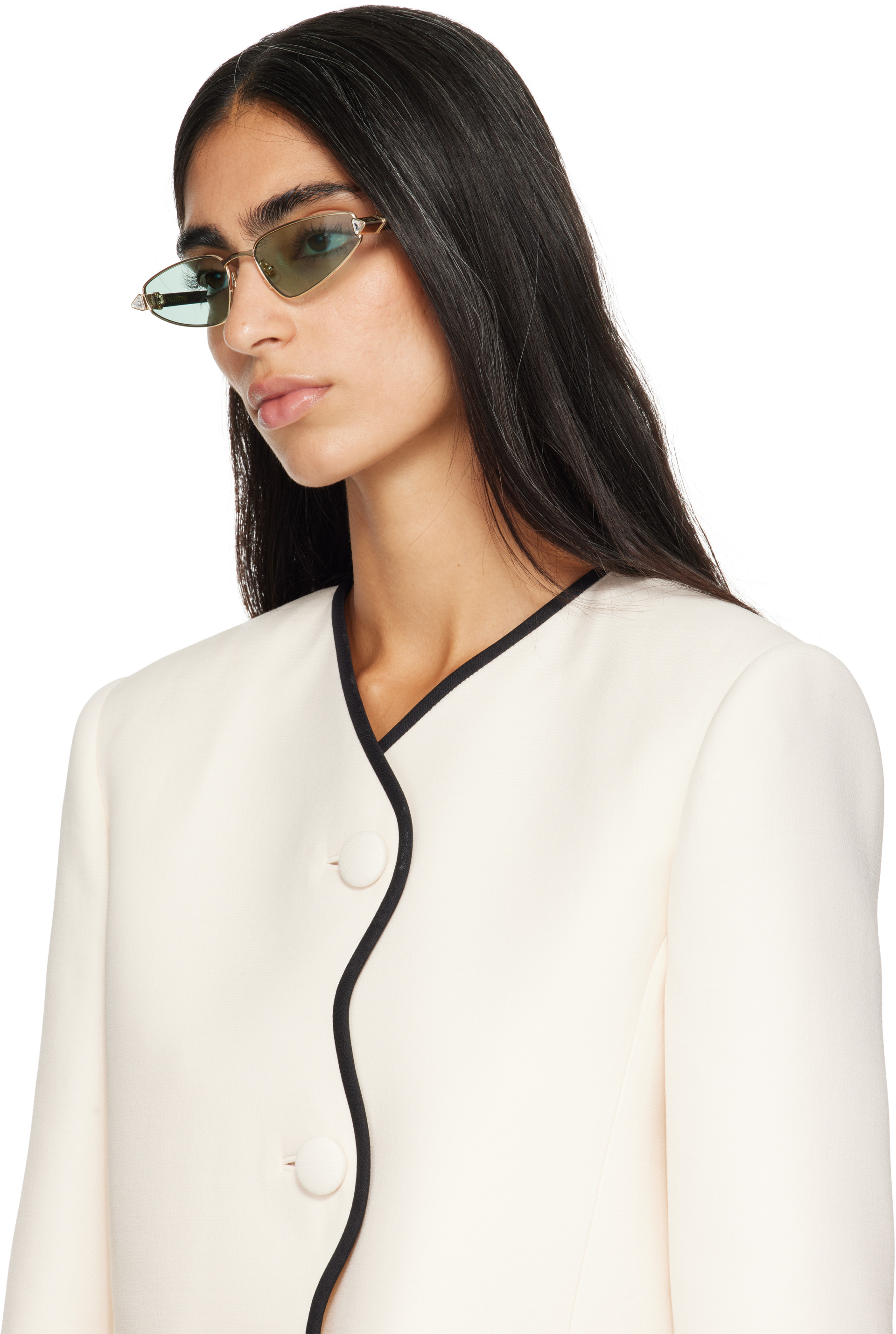 Valentino: Gold & Black Metal Cat-Eye Sunglasses | SSENSE