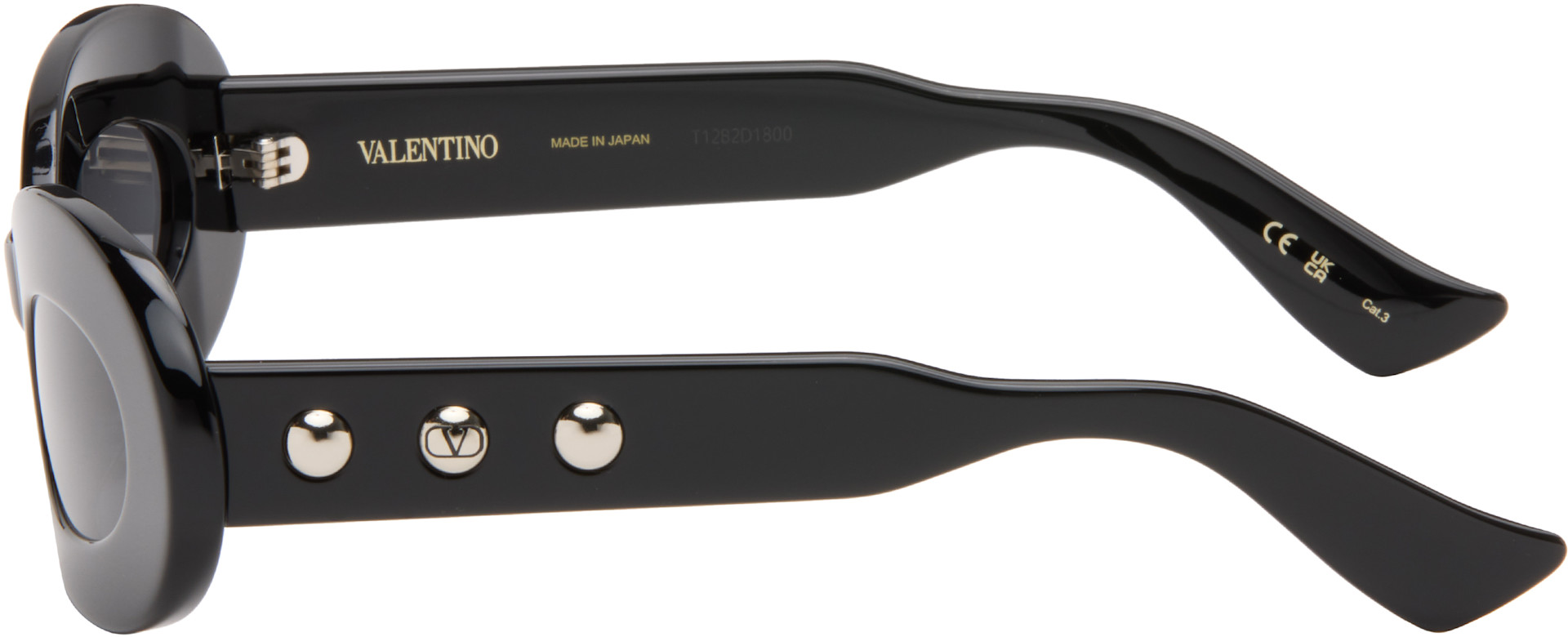 Valentino: Black Nellcôte V Logo Sunglasses | SSENSE