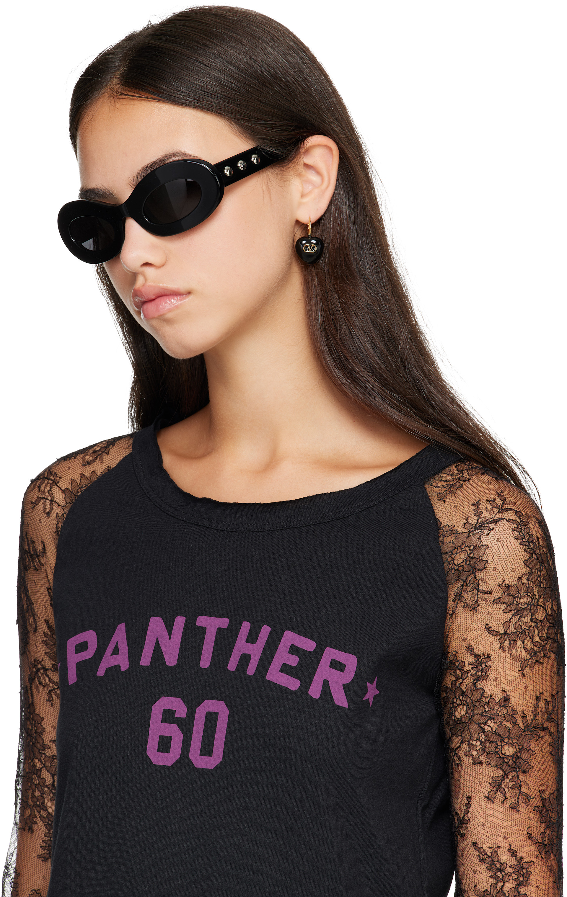 Valentino: Black Nellcôte V Logo Sunglasses | SSENSE