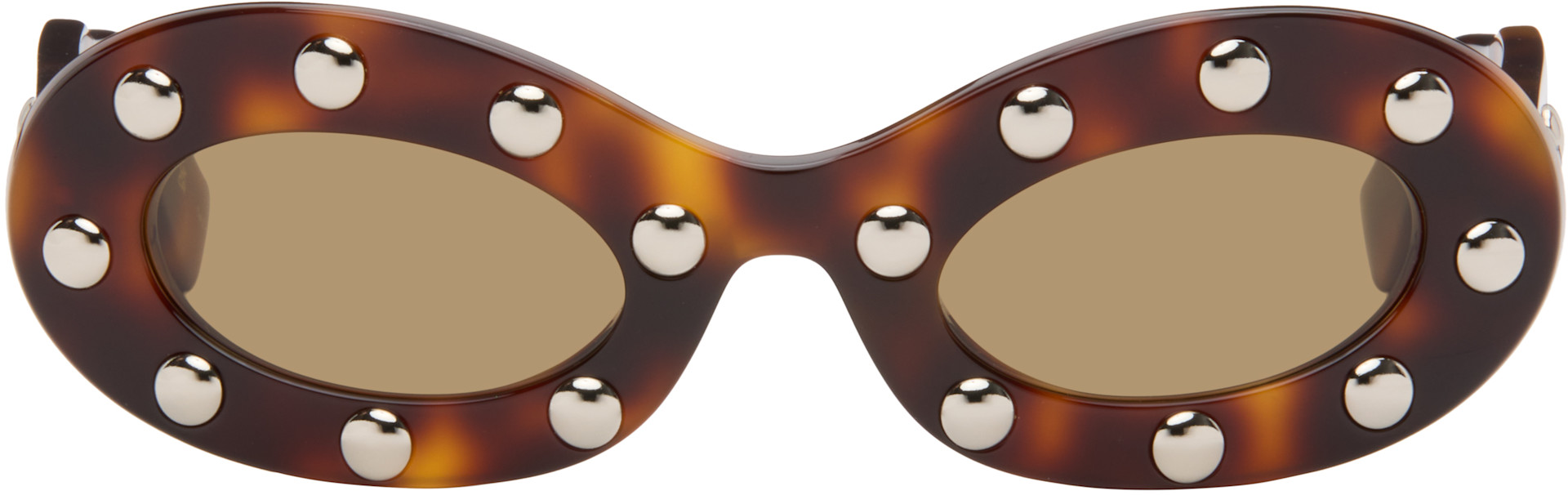 Valentino: Brown Oval Sunglasses | SSENSE Switzerland