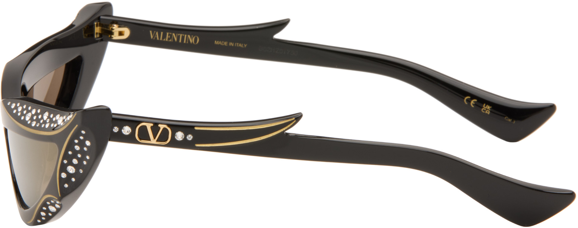 VALENTINO スタッズ付きキャットアイサングラス Valentino: Black Cat-Eye Acetate Sunglasses | SSENSE