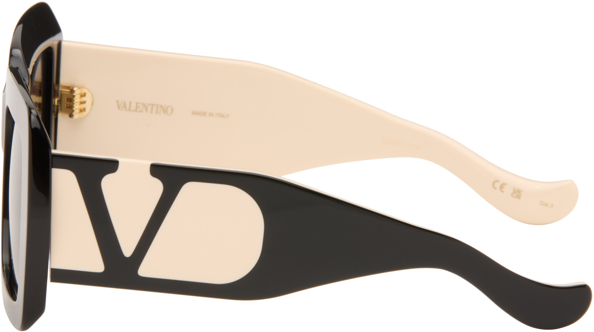 Valentino - Black Rectangular Acetate Sunglasses