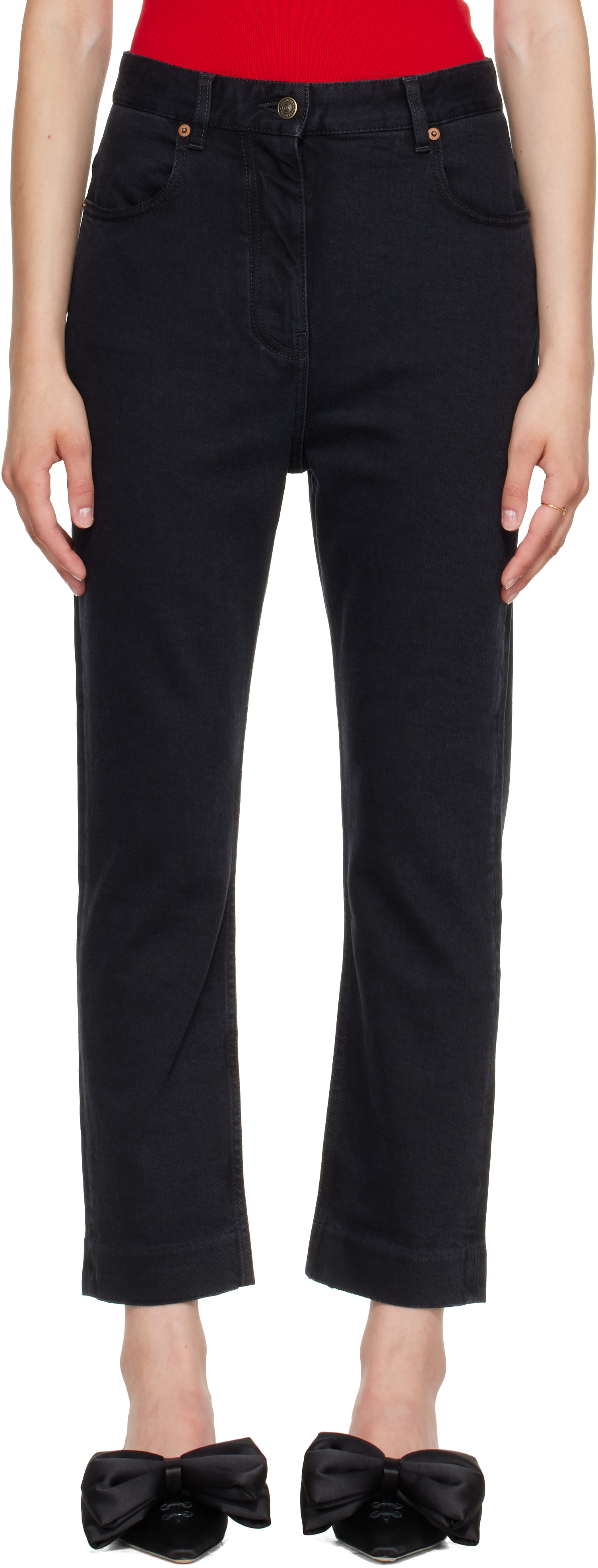 Valentino - Jean noir en denim extensible