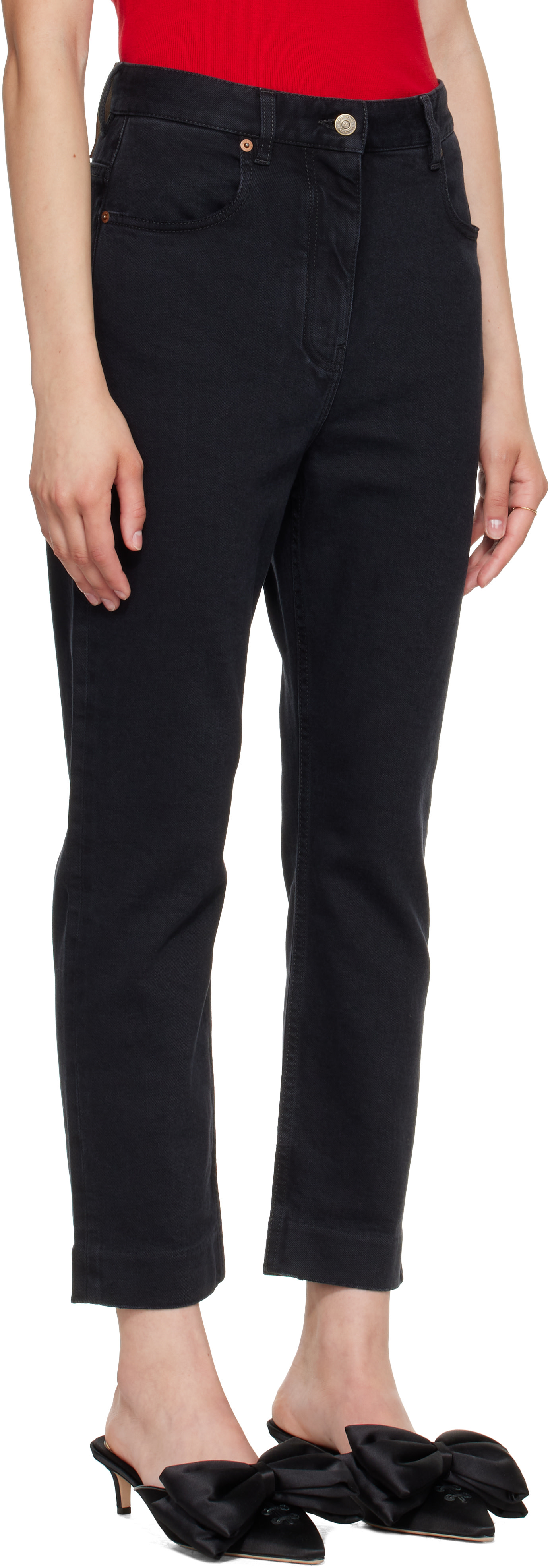 Valentino - Jean noir en denim extensible