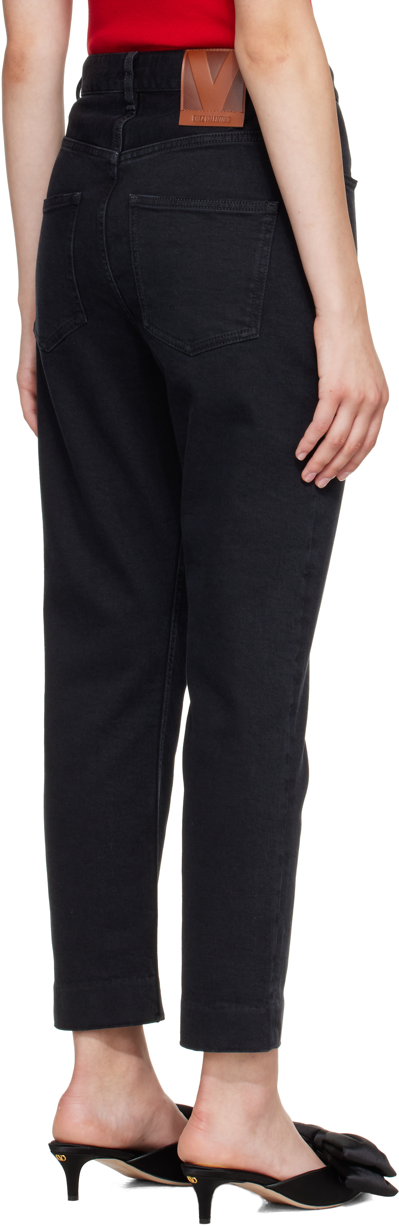 Valentino - Jean noir en denim extensible