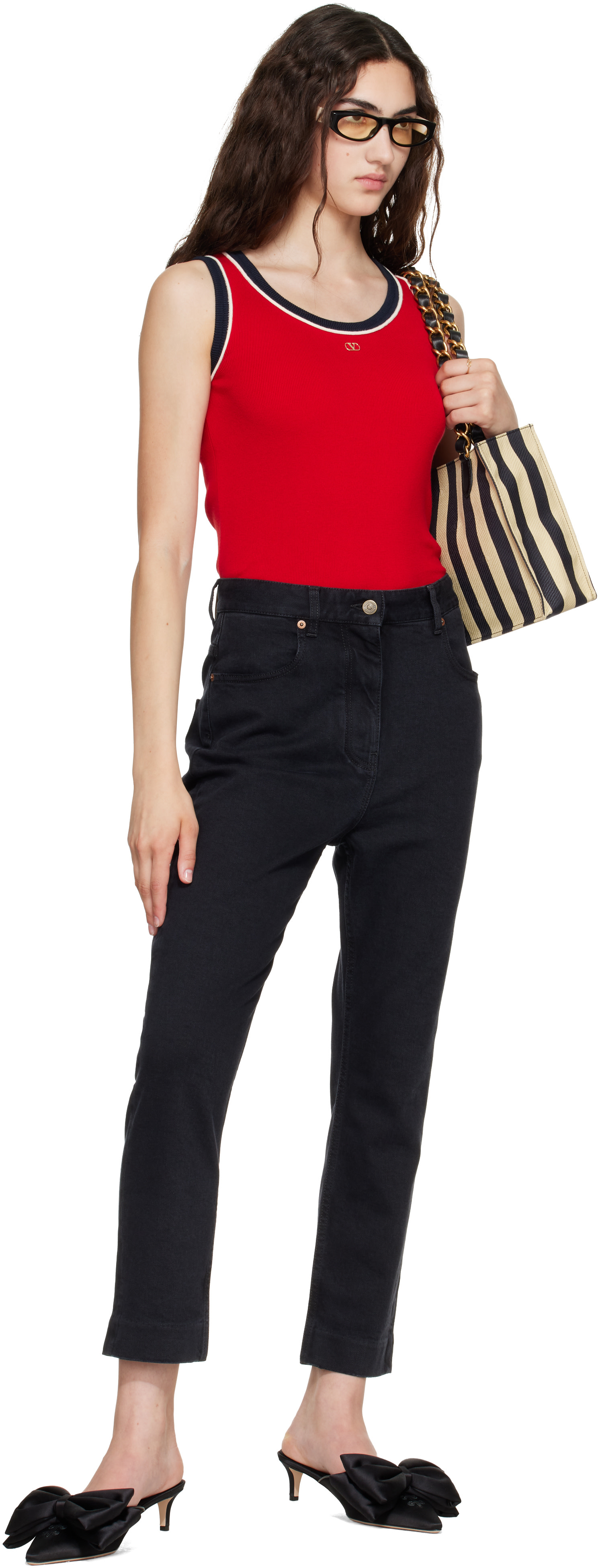 Valentino - Jean noir en denim extensible