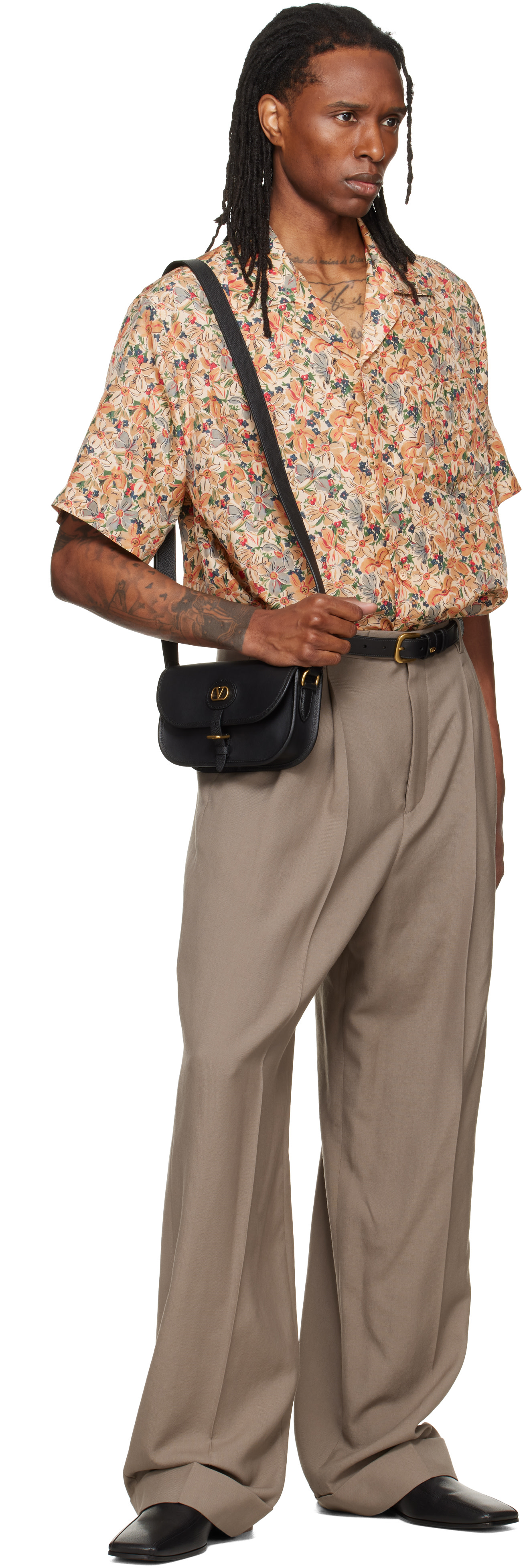 Valentino: Beige Floral Silk Bowling Shirt | SSENSE Puerto Rico