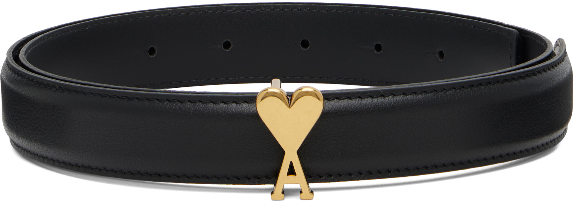 AMI Paris: Black Ami de Coeur 25mm Belt | SSENSE Netherlands