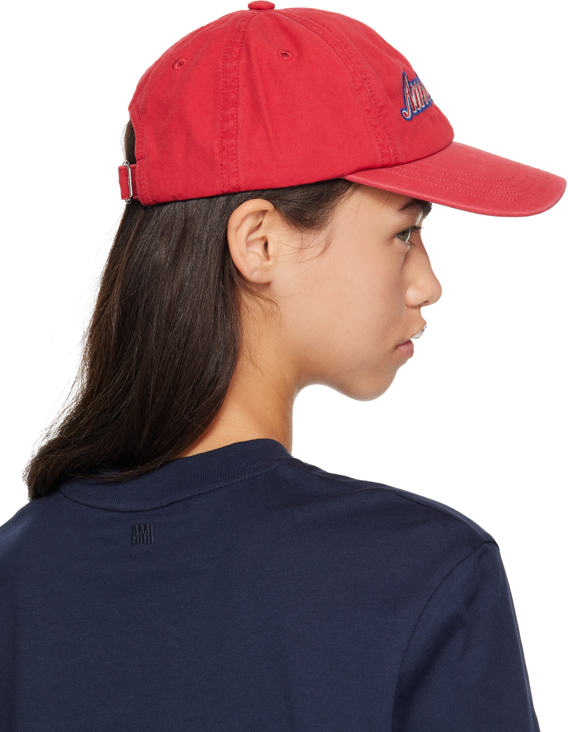 AMI Paris: Red Cotton 'AMI Paris' Embroidery Cap | SSENSE Japan