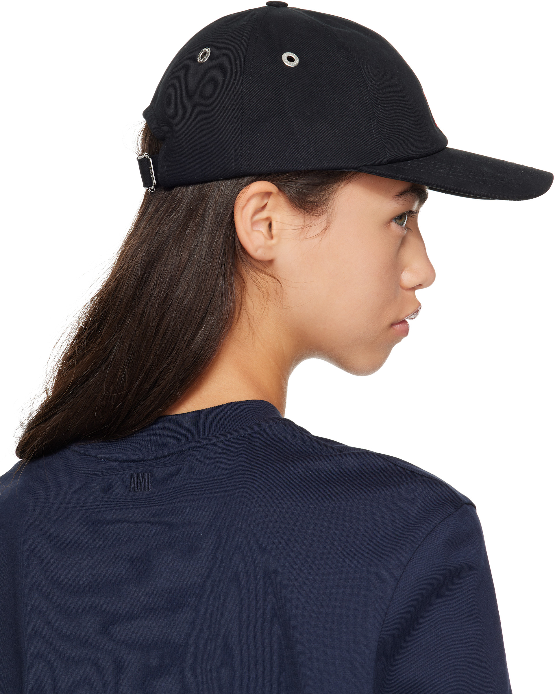 AMI Paris: ブラック Ami de Coeur コットン キャップ | SSENSE 日本