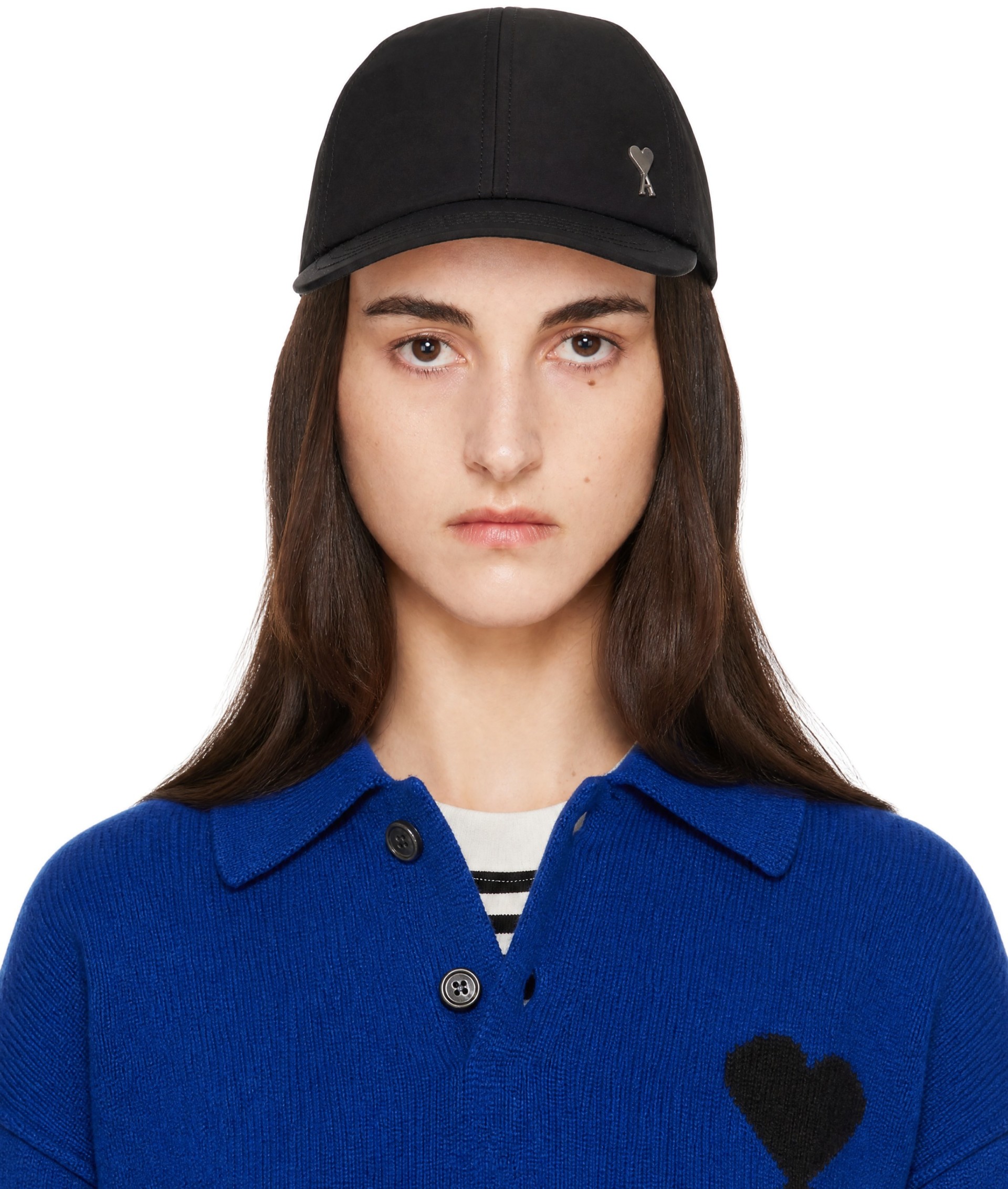 AMI PARIS スタッドキャップ ブラック ユニセックス AMI Paris: Black Nylon Cotton Ami de Coeur Stud Cap | SSENSE