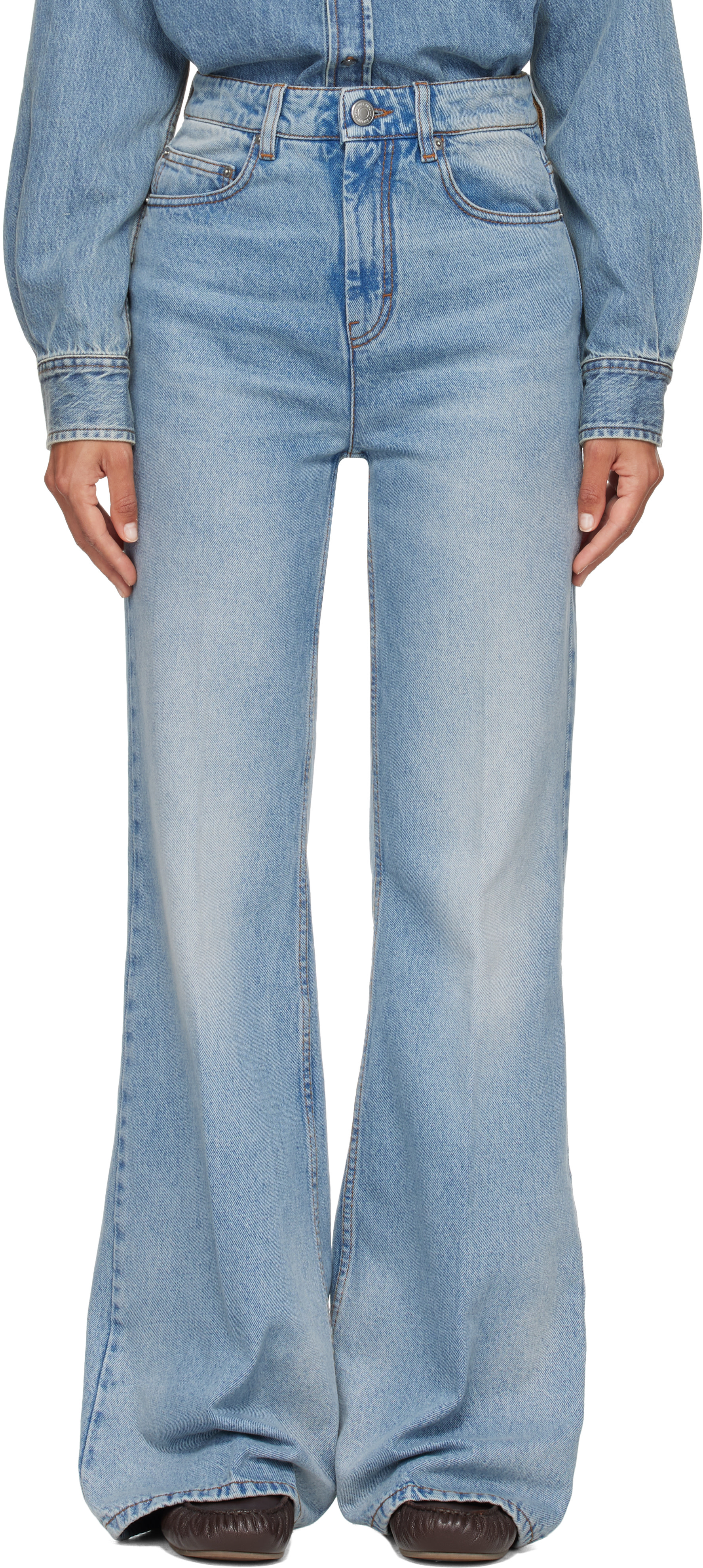 完売済 26SS Ami Paris コットン バルーンフィット ジーンズ　27 AMI Paris: Blue Flare-Fit Cotton Jeans | SSENSE