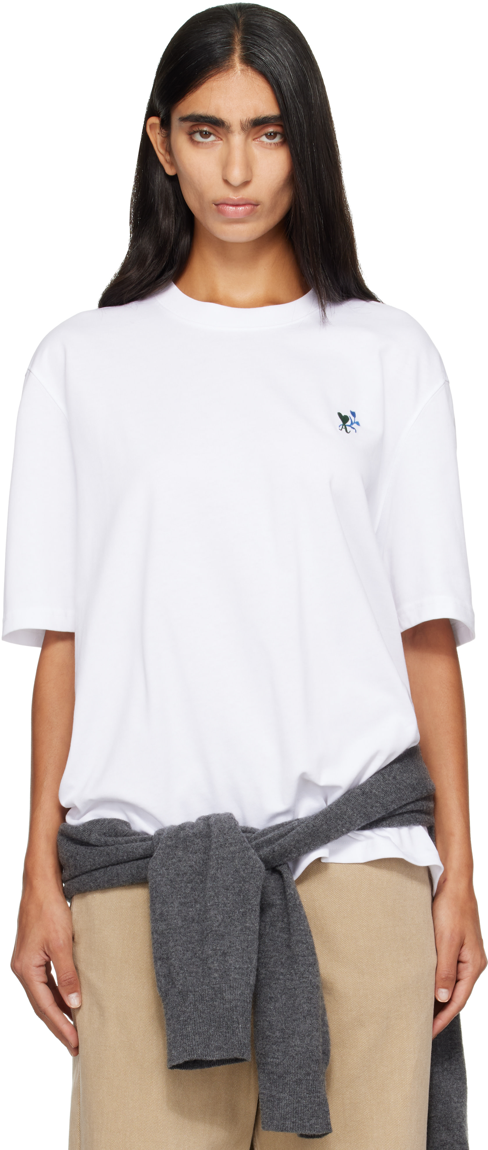 AMI Paris: White Ami de Coeur Tulip Cotton T-shirt | SSENSE Japan