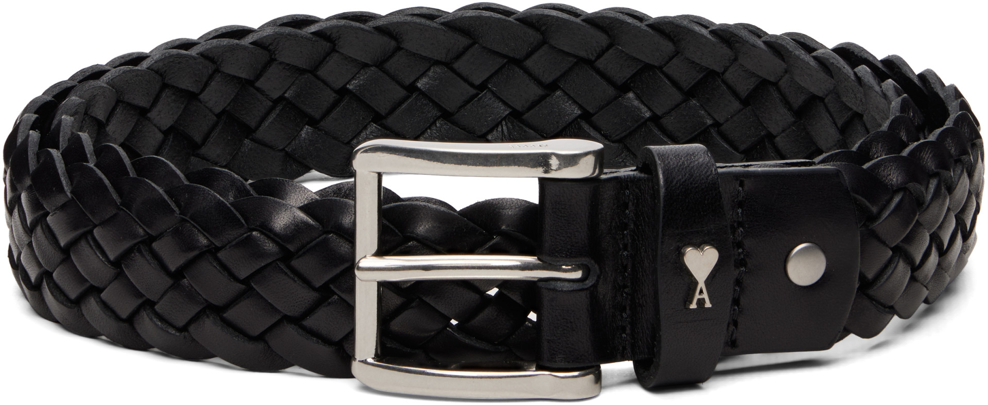AMI Paris: ブラック Braided 'Paris Paris' ベルト | SSENSE 日本
