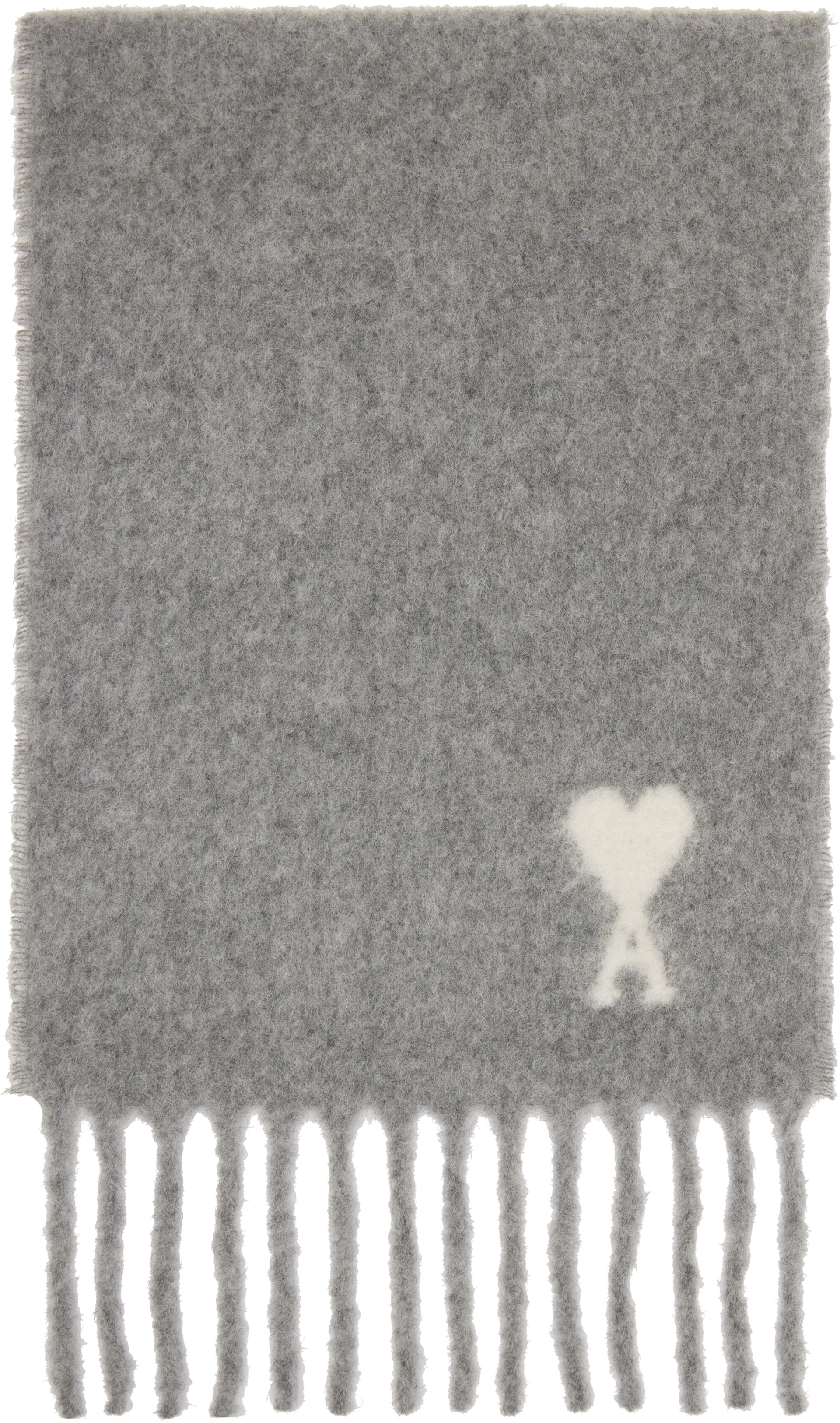 AMI Paris: Gray Ami de Coeur Alpaca Scarf | SSENSE