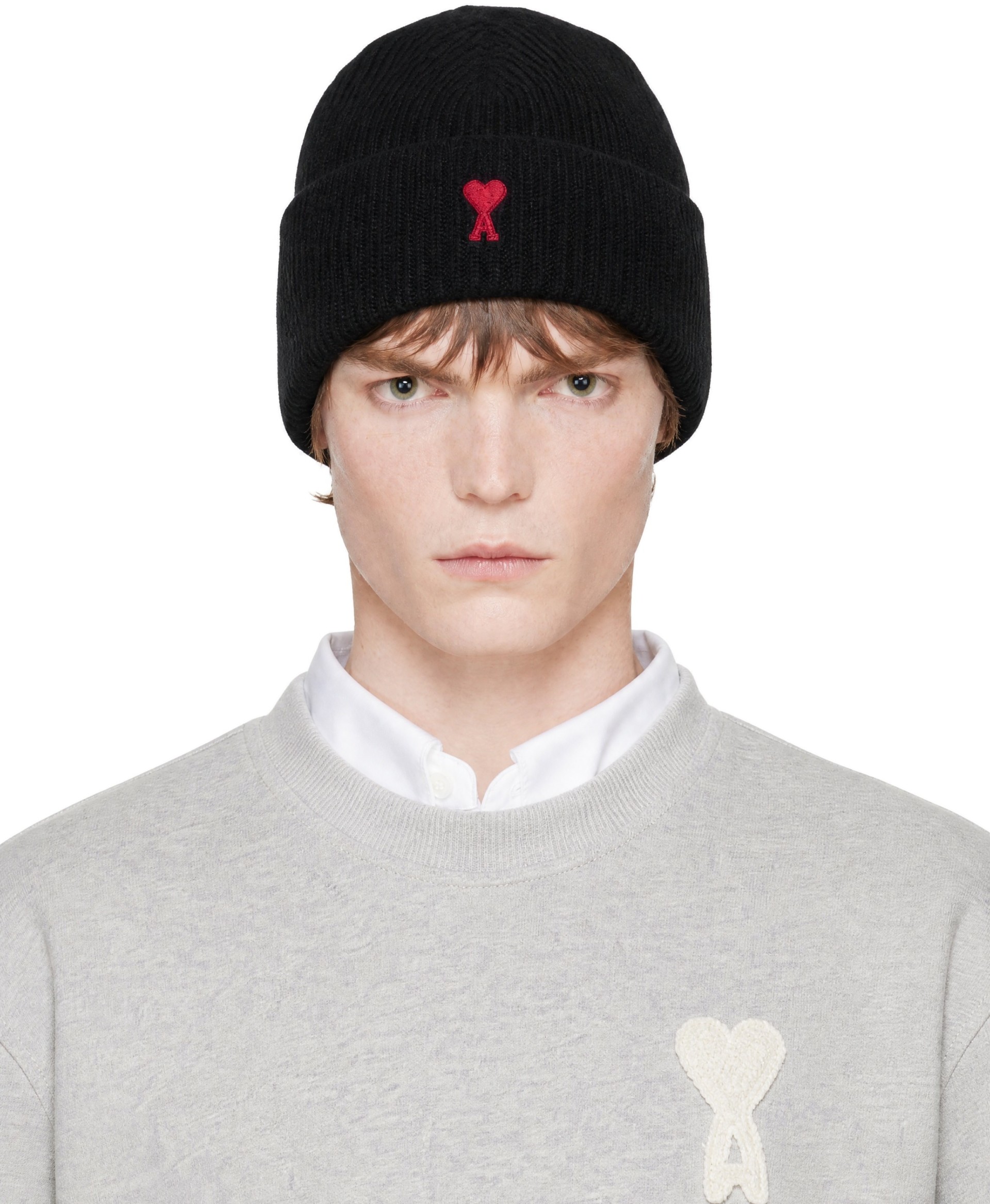 AMI Paris: ブラック Ami de Coeur ウール ビーニー | SSENSE 日本