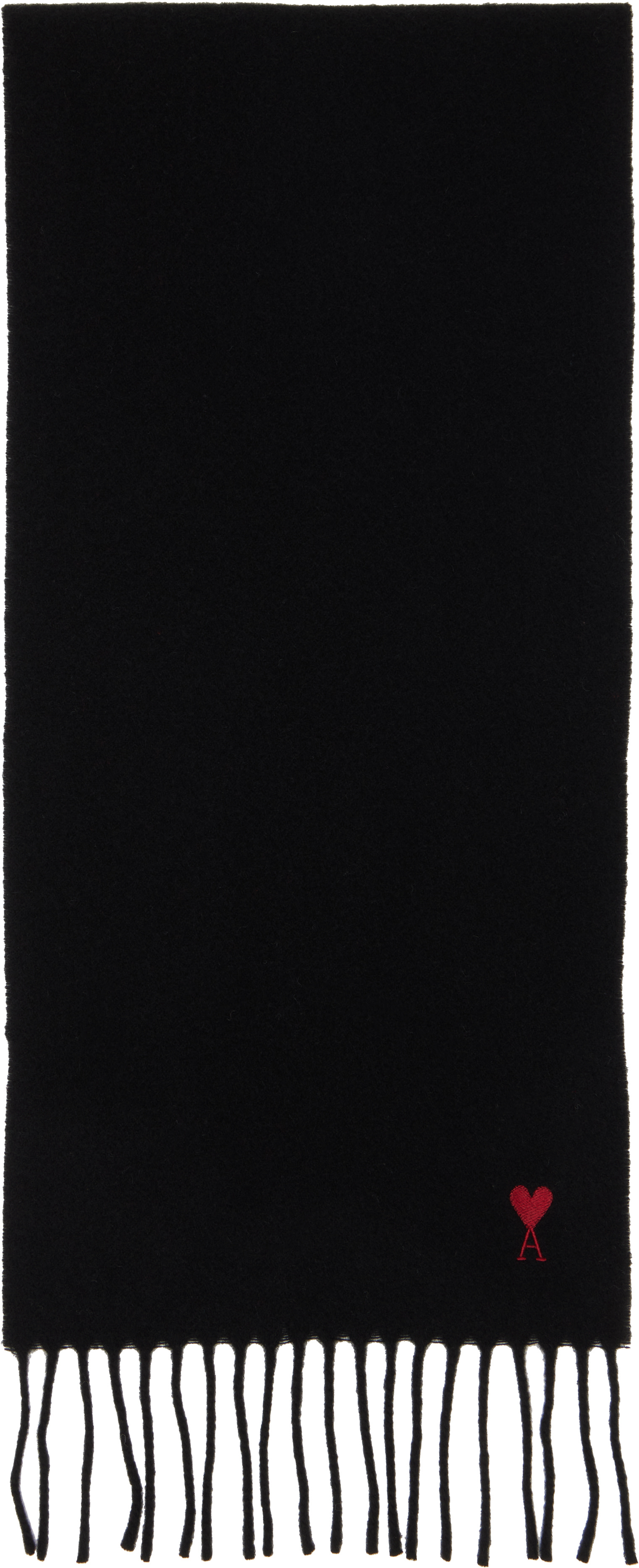☆新品☆Ami Paris ウールマフラー AMI DE COEUR AMI Paris: ブラック Ami de Coeur ウール マフラー | SSENSE 日本