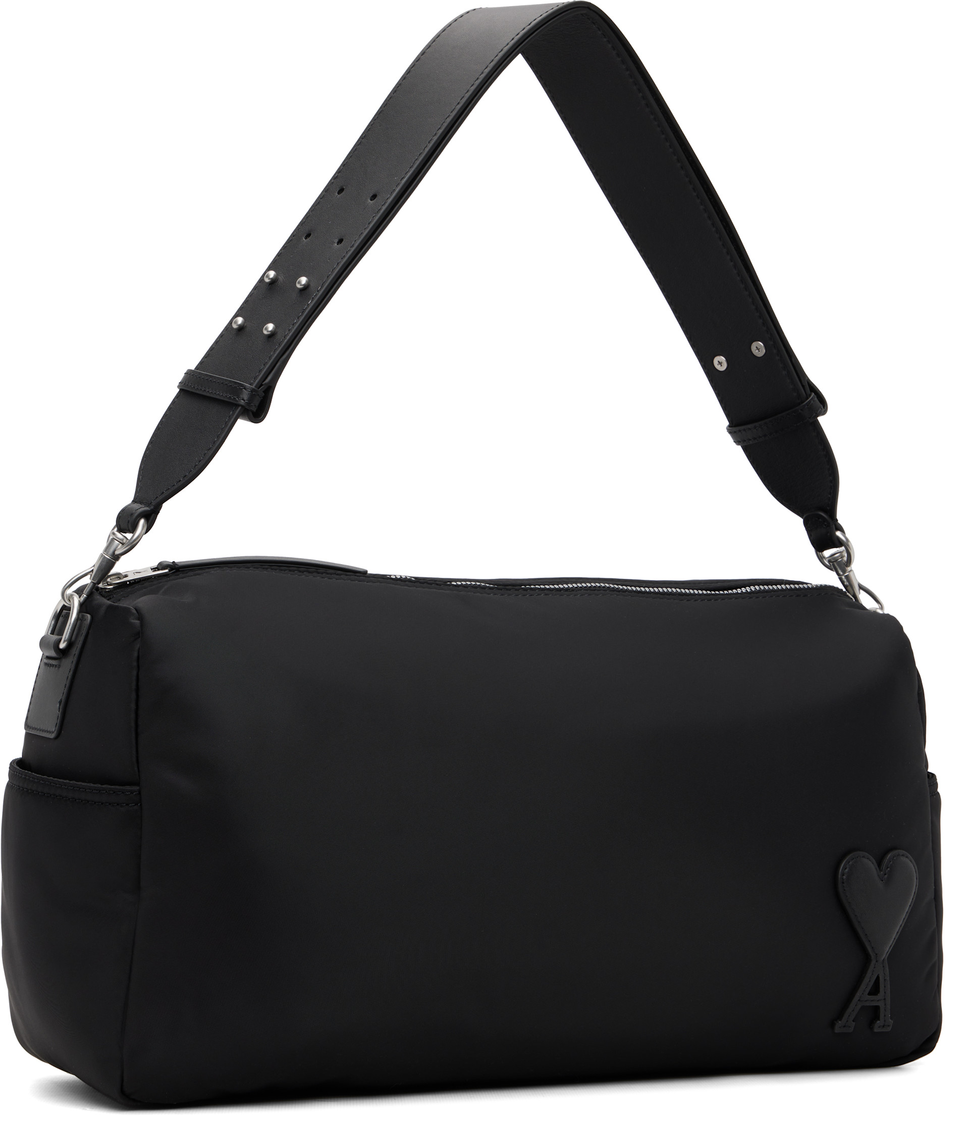 AMI PARIS アミパリス　ブラックナイロンMARCELバッグ AMI Paris: ブラック ラージ Nylon Marcel バッグ | SSENSE 日本