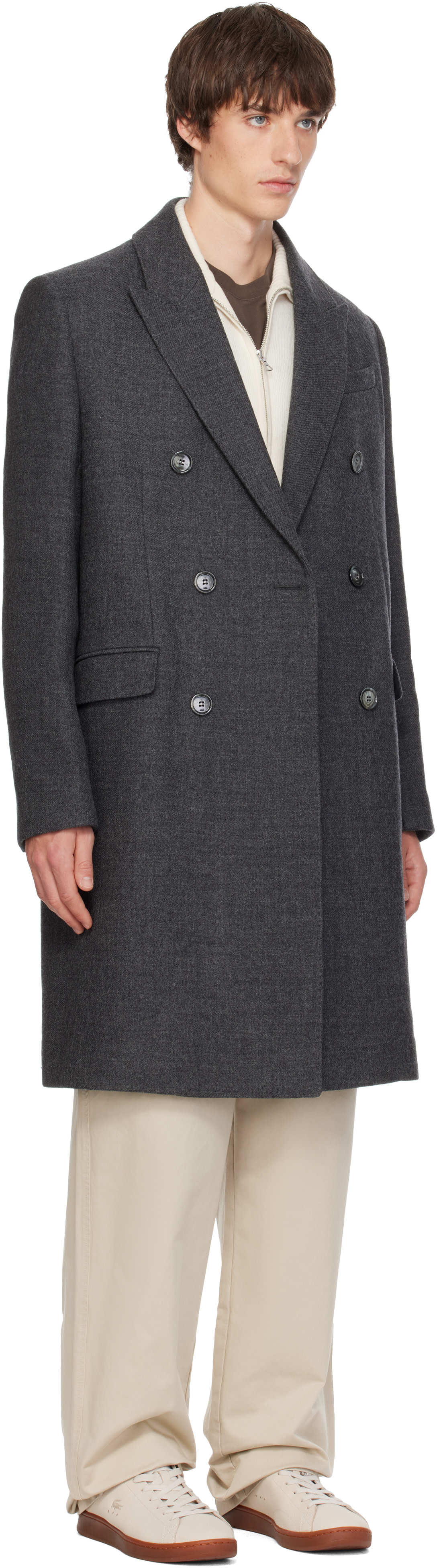 AMI Paris - Gray Double Breasted Wool Coat